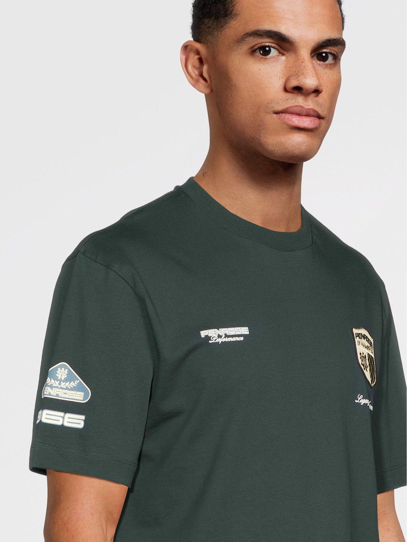  image of river-island-penrose-crest-t-shirt-dark-green