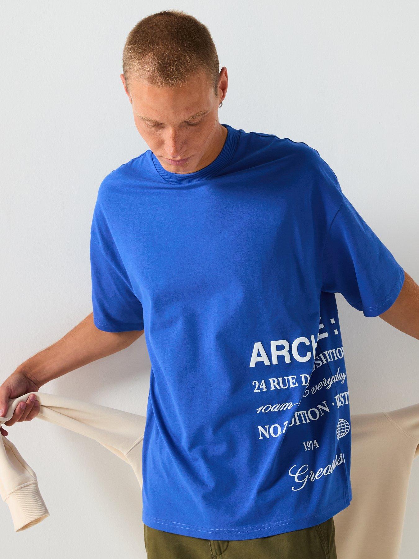  image of river-island-archive-print-t-shirt-blue