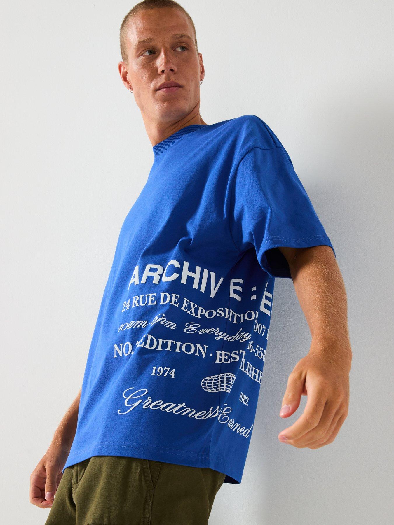  image of river-island-archive-print-t-shirt-blue