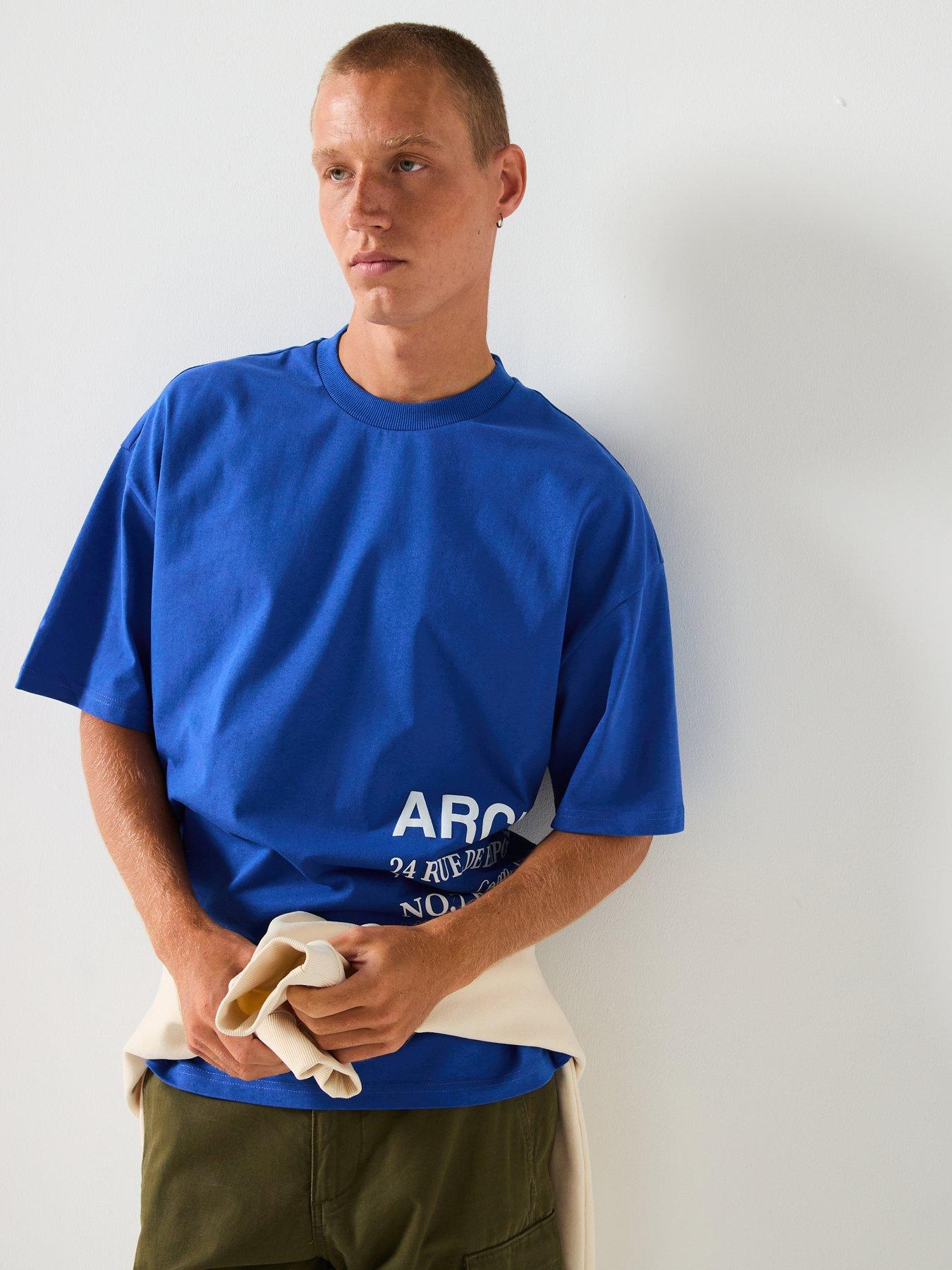  image of river-island-archive-print-t-shirt-blue