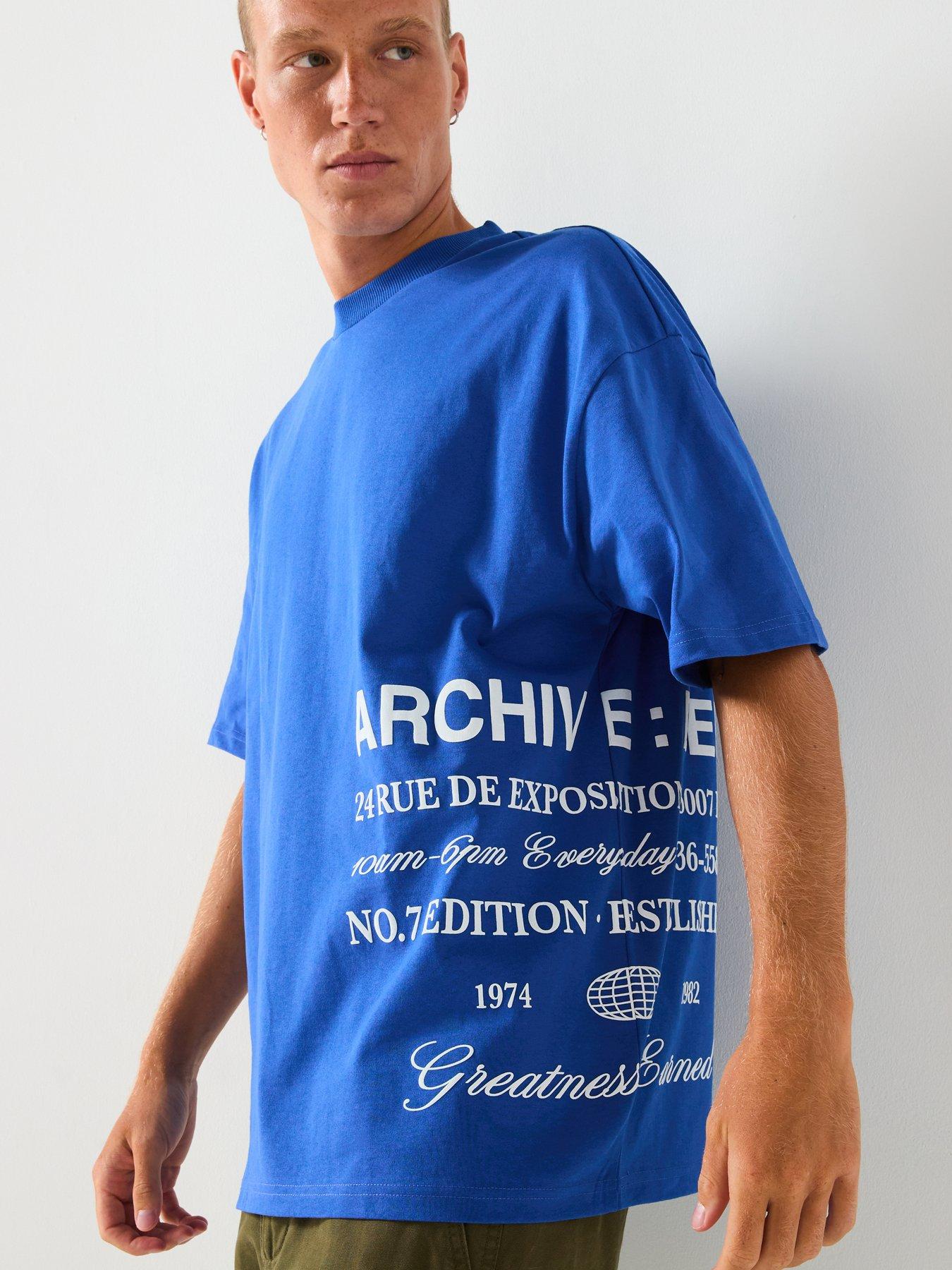  image of river-island-archive-print-t-shirt-blue