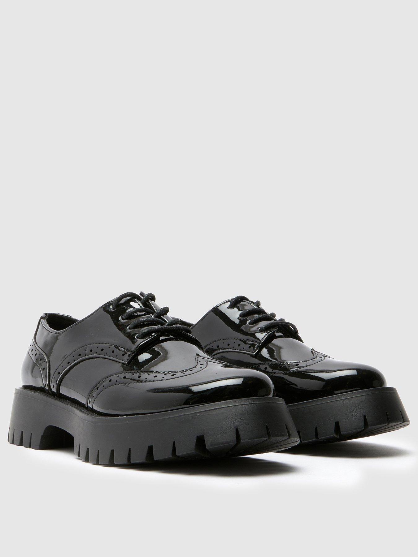 Image 3 of 4 of Schuh Wide Fit Laina Chunky Patent Brogue - Black