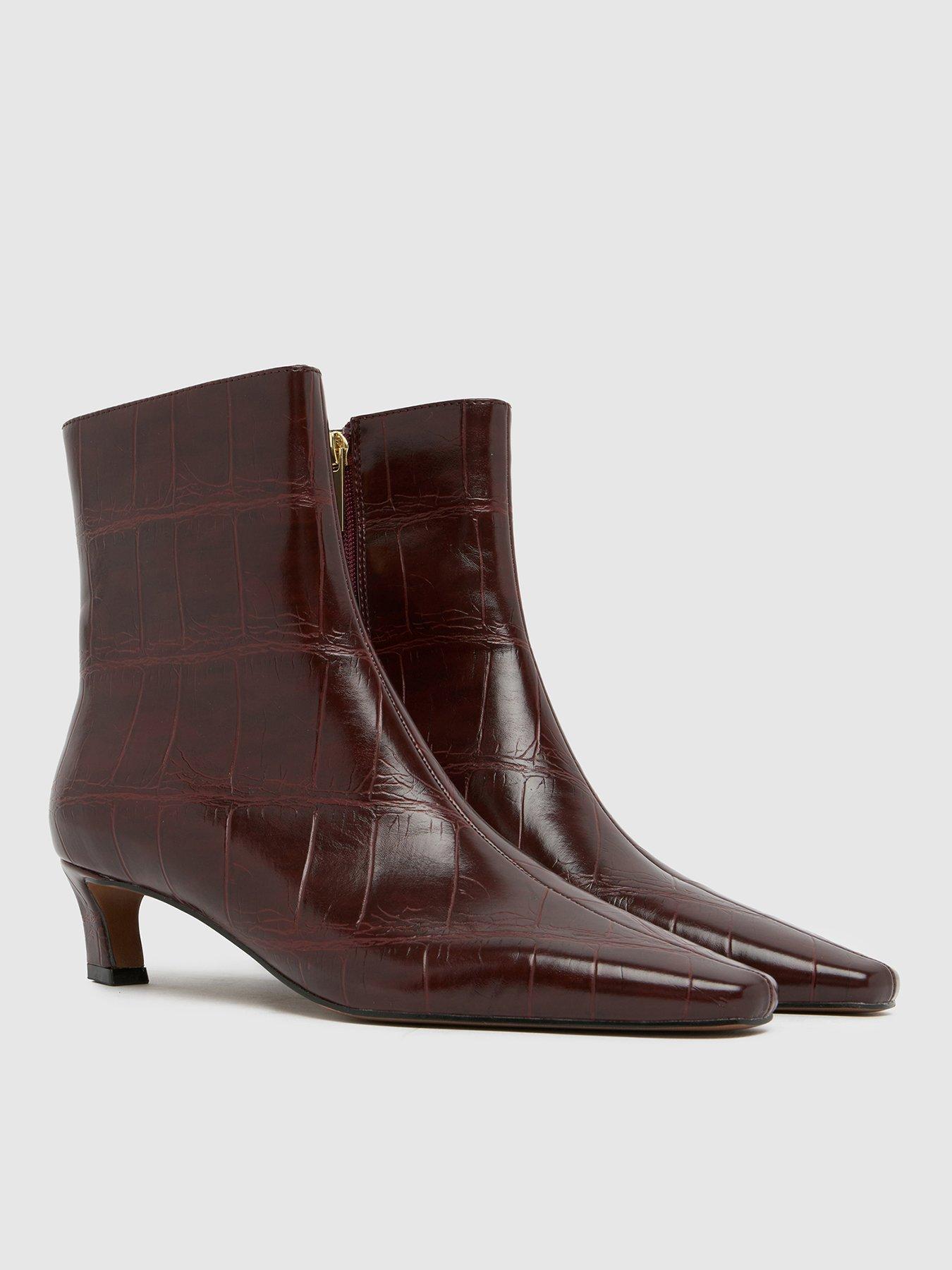 Image 2 of 4 of Schuh Bexley Kitten Heel Boot - Red