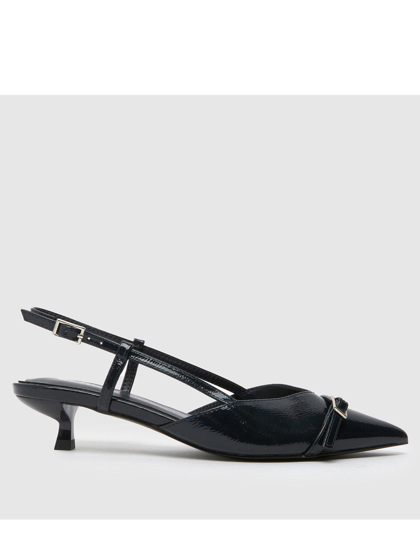 Schuh Sybill Kitten Heel Buckle Point - Navy