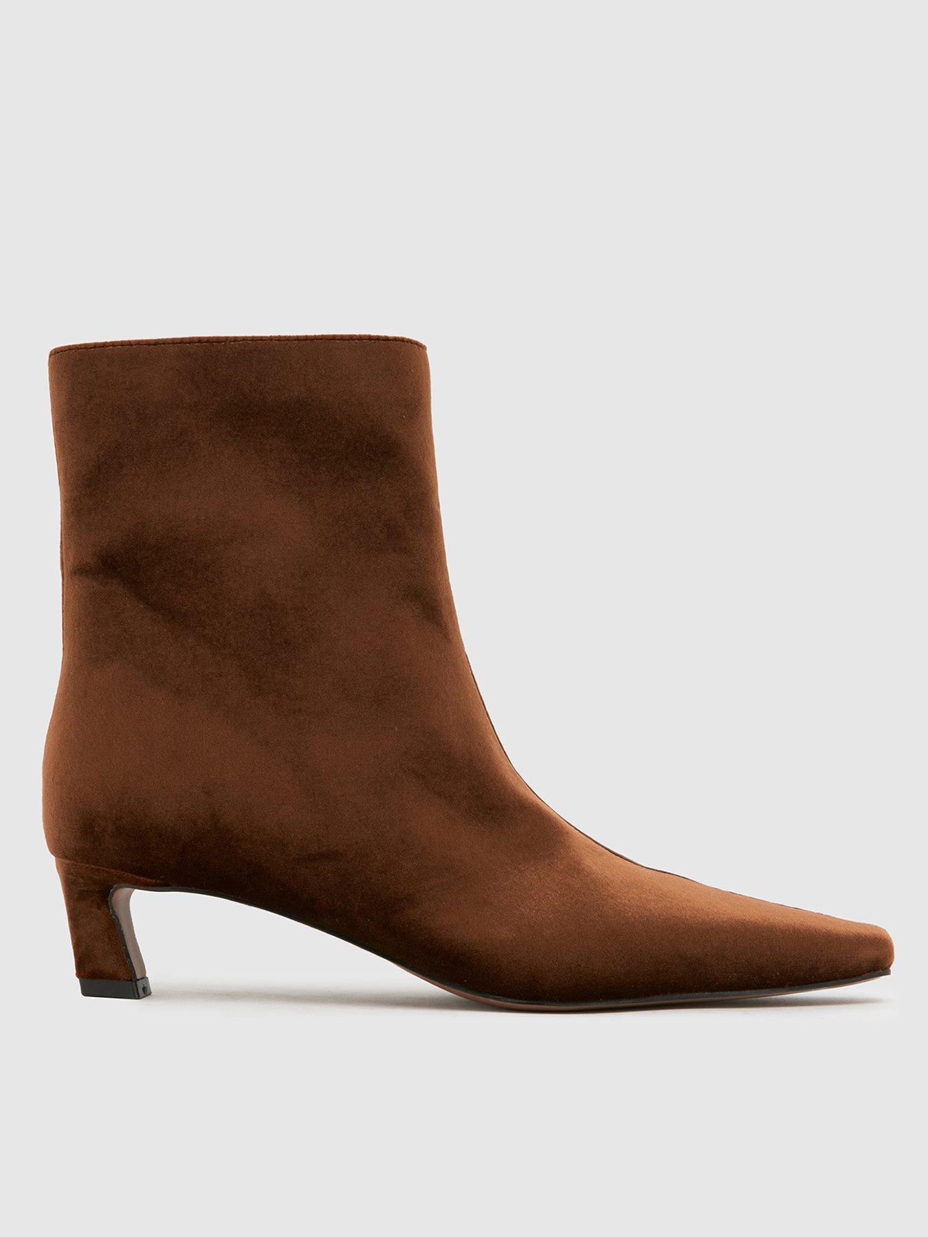  image of schuh-bexley-velvet-ankle-boot-light-brown