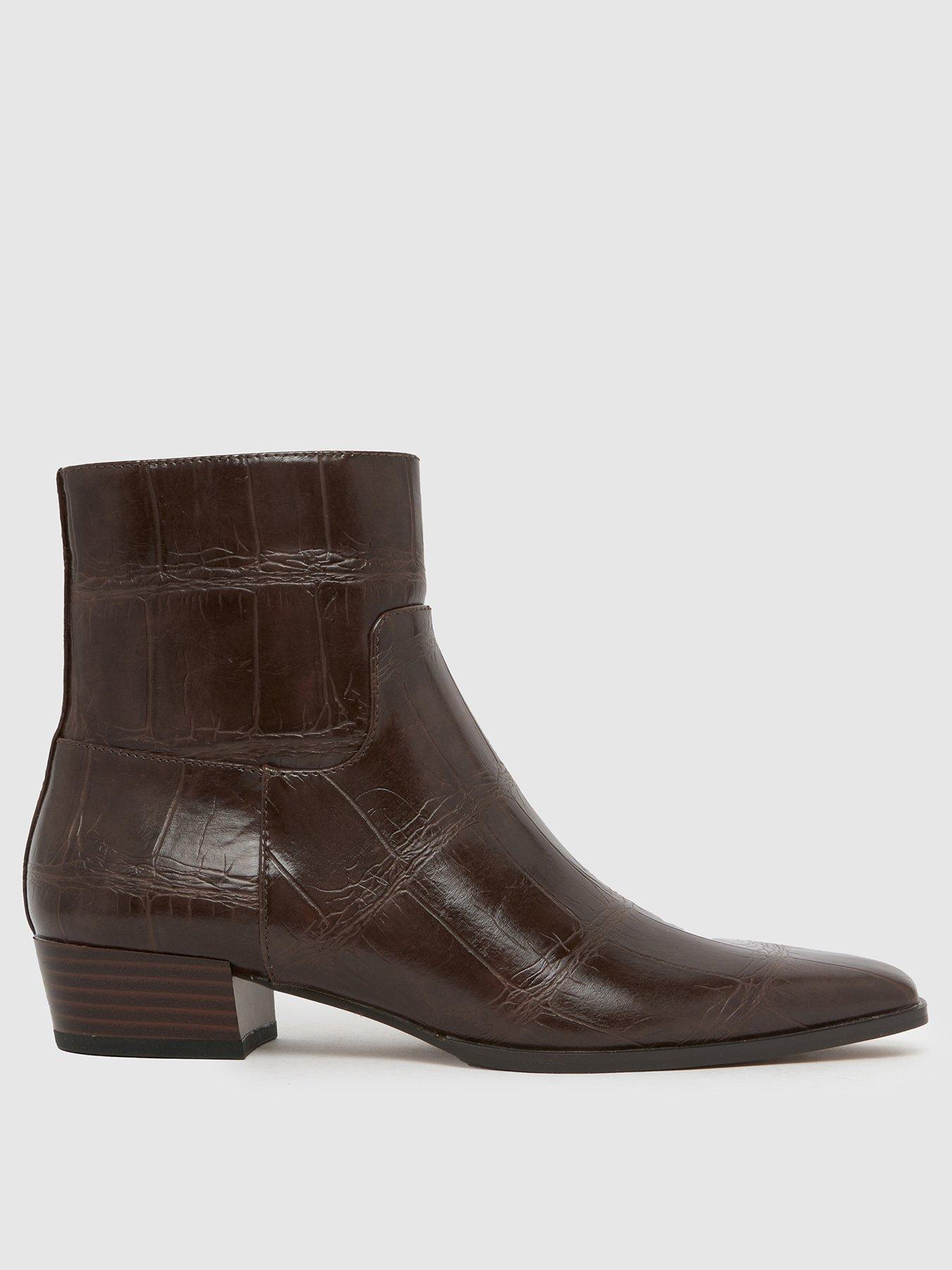 Schuh Comet Faux Croc Pixie Boots - Brown