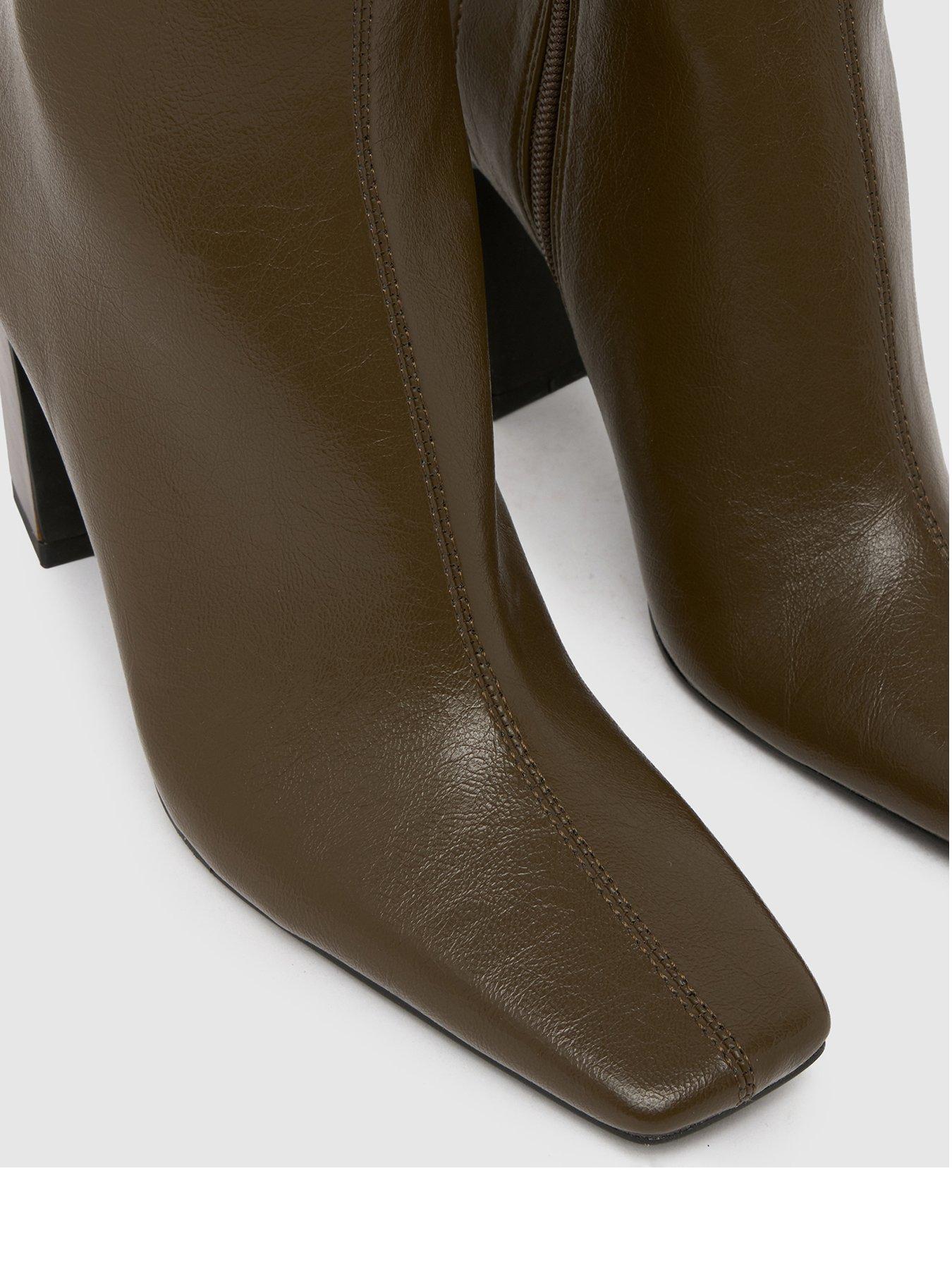  image of schuh-bryson-stack-heel-boots-dark-green