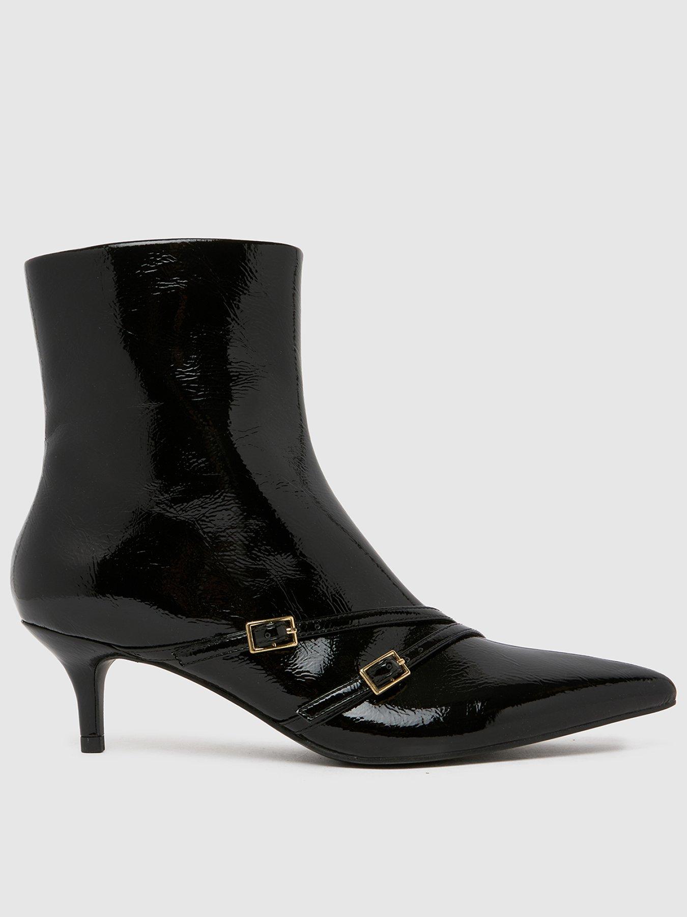 Schuh Beckett Buckle Kitten Boots - Black