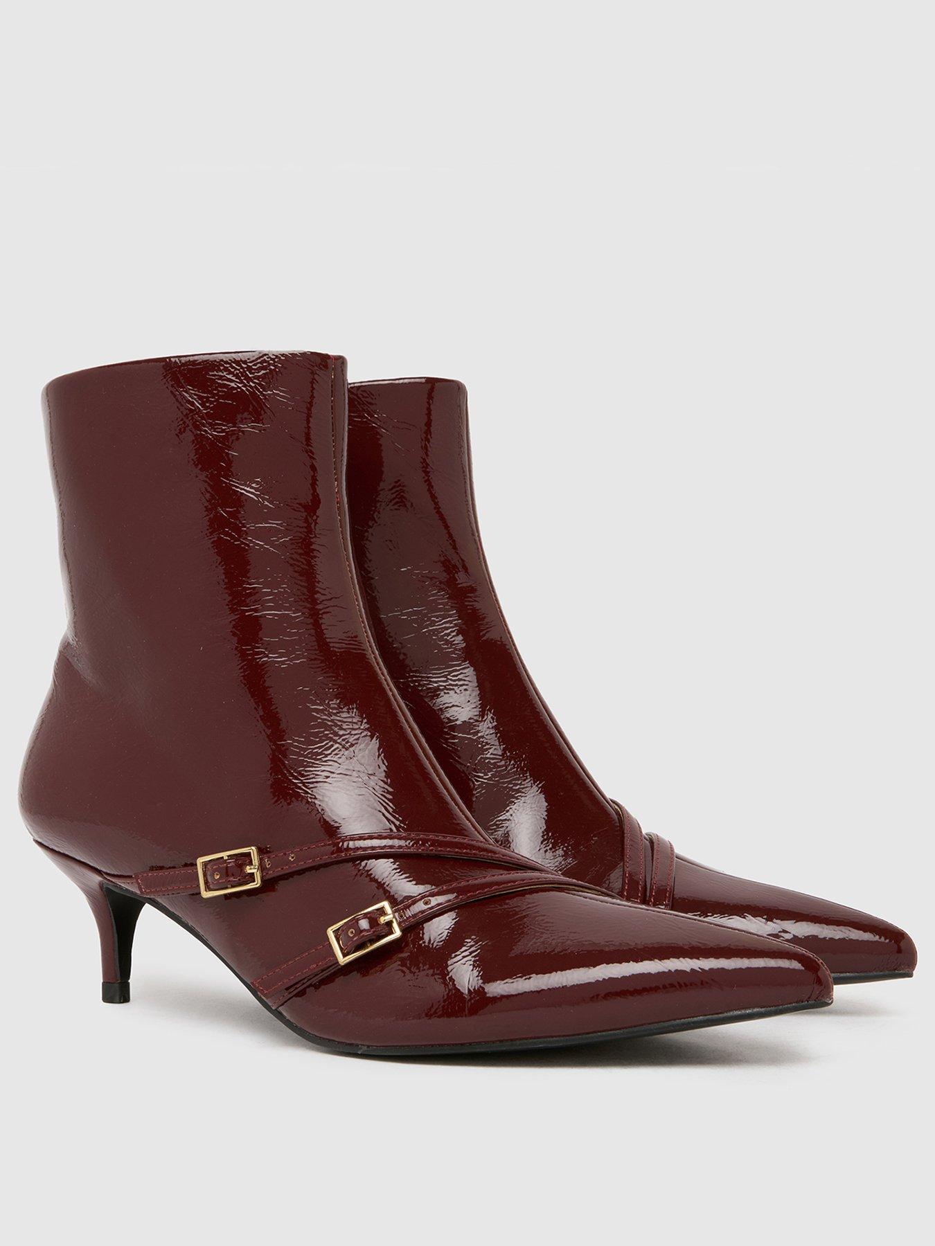  image of schuh-beckett-buckle-kitten-boots-red