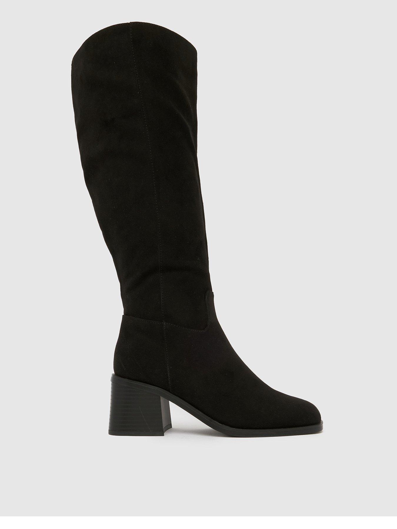  image of schuh-wide-fit-dot-block-heel-boots-black