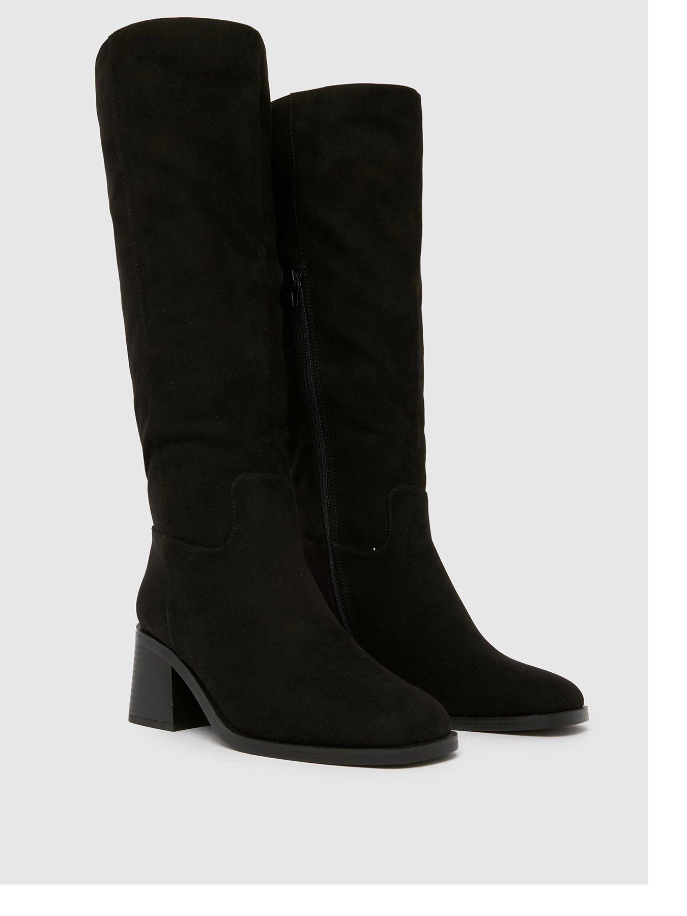 stillFront image of schuh-wide-fit-dot-block-heel-boots-black