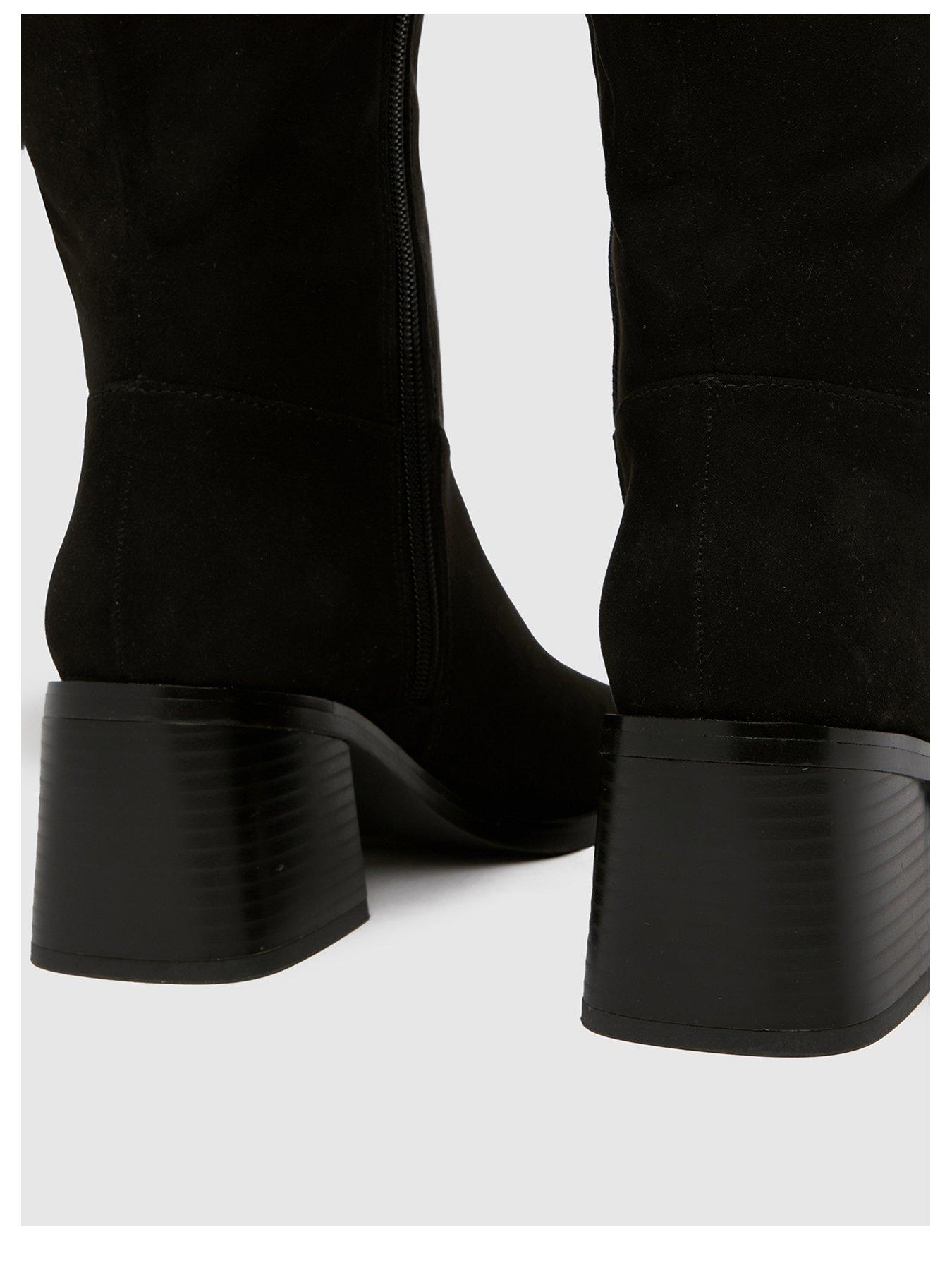  image of schuh-wide-fit-dot-block-heel-boots-black