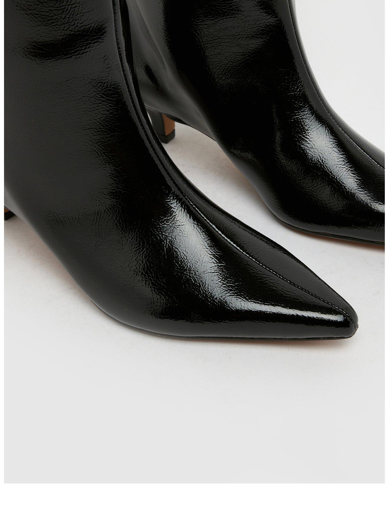  image of schuh-wide-fit-dorothy-kitten-heel-boot-black