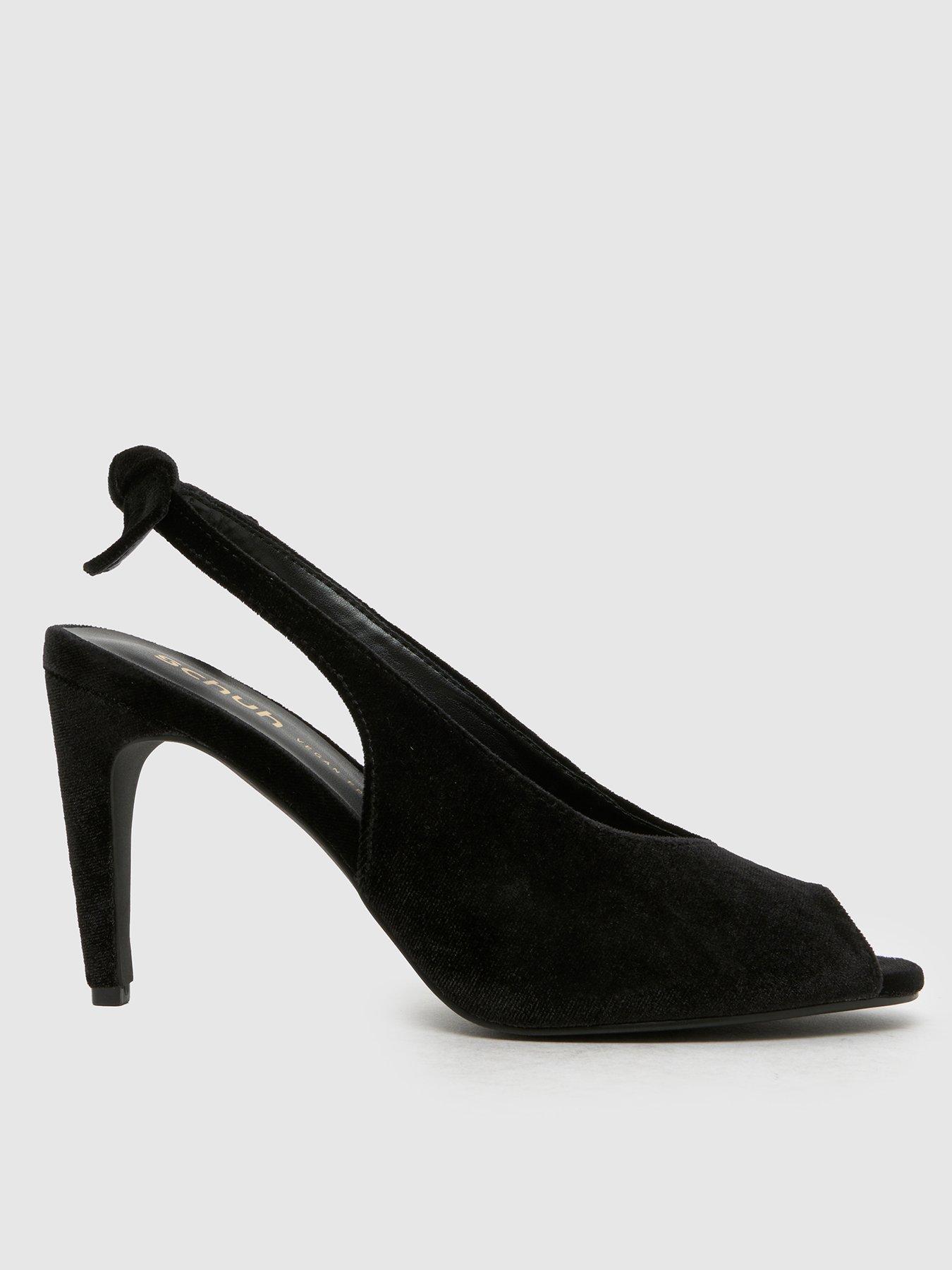  image of schuh-scottie-velvet-bow-peep-toe-sandal-black