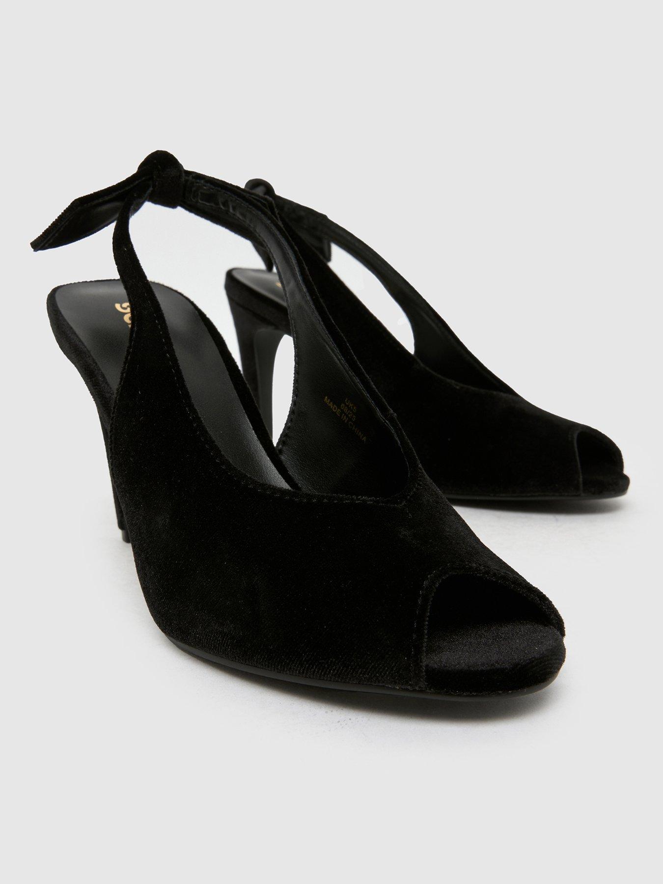  image of schuh-scottie-velvet-bow-peep-toe-sandal-black