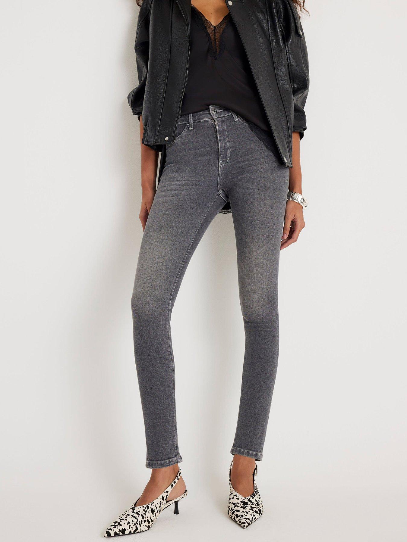 Image 1 of 4 of River Island Mid Rise Molly Sculpt Fog Jeans&nbsp;- Grey