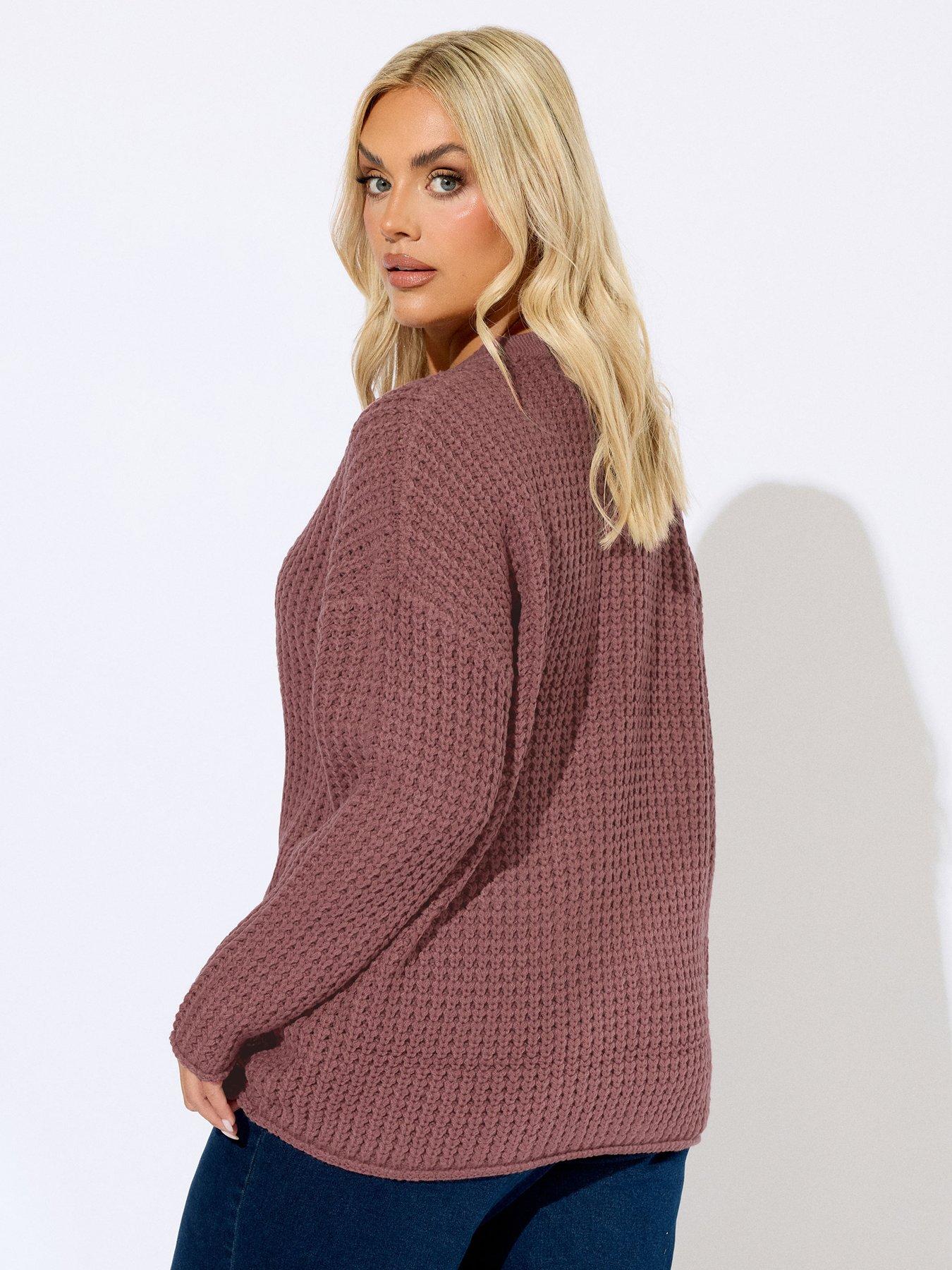 Image 2 of 4 of Yours Curve Waffle Jumper - Pink