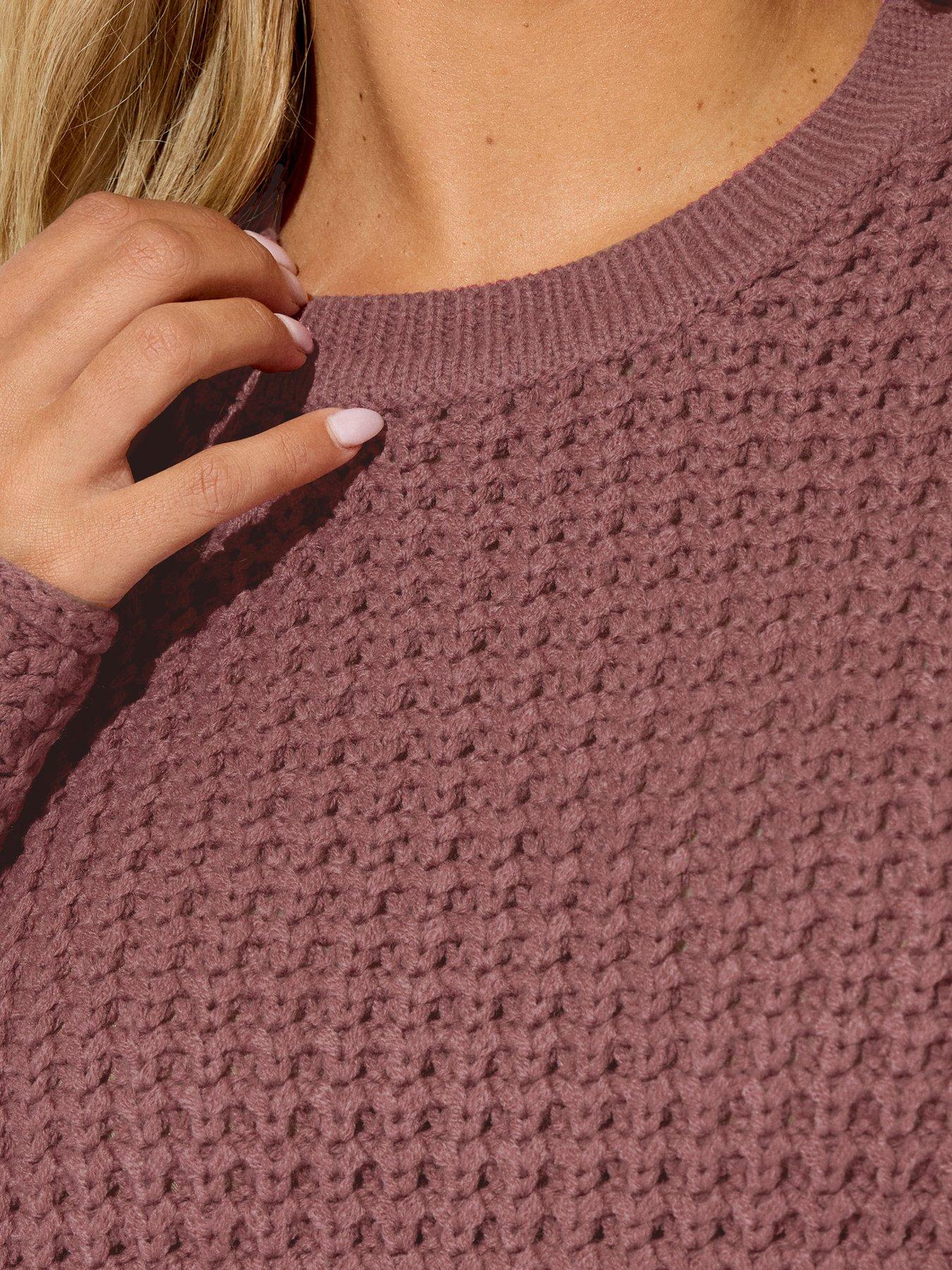 Image 4 of 4 of Yours Curve Waffle Jumper - Pink