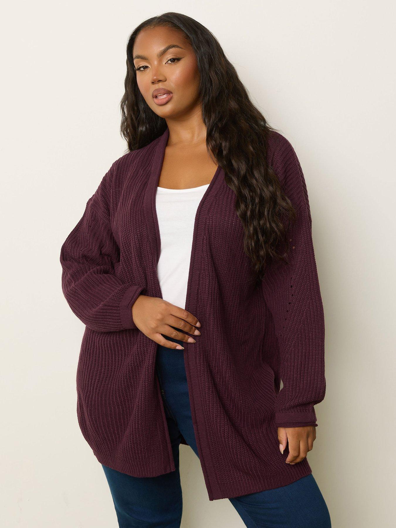 undefined Curve Knitted Cardigan - Purple