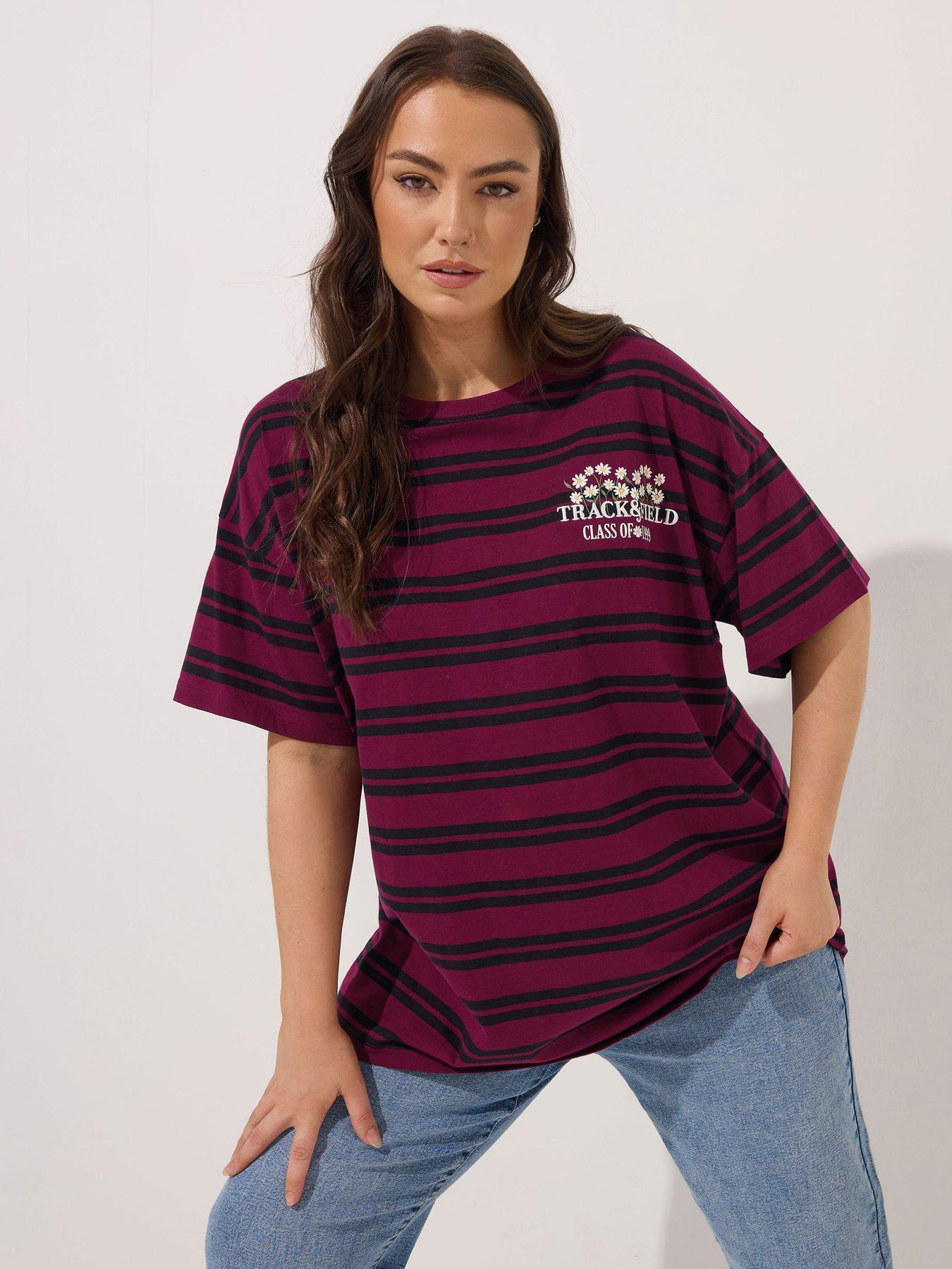 undefined Curve Stripe T-Shirt - Red