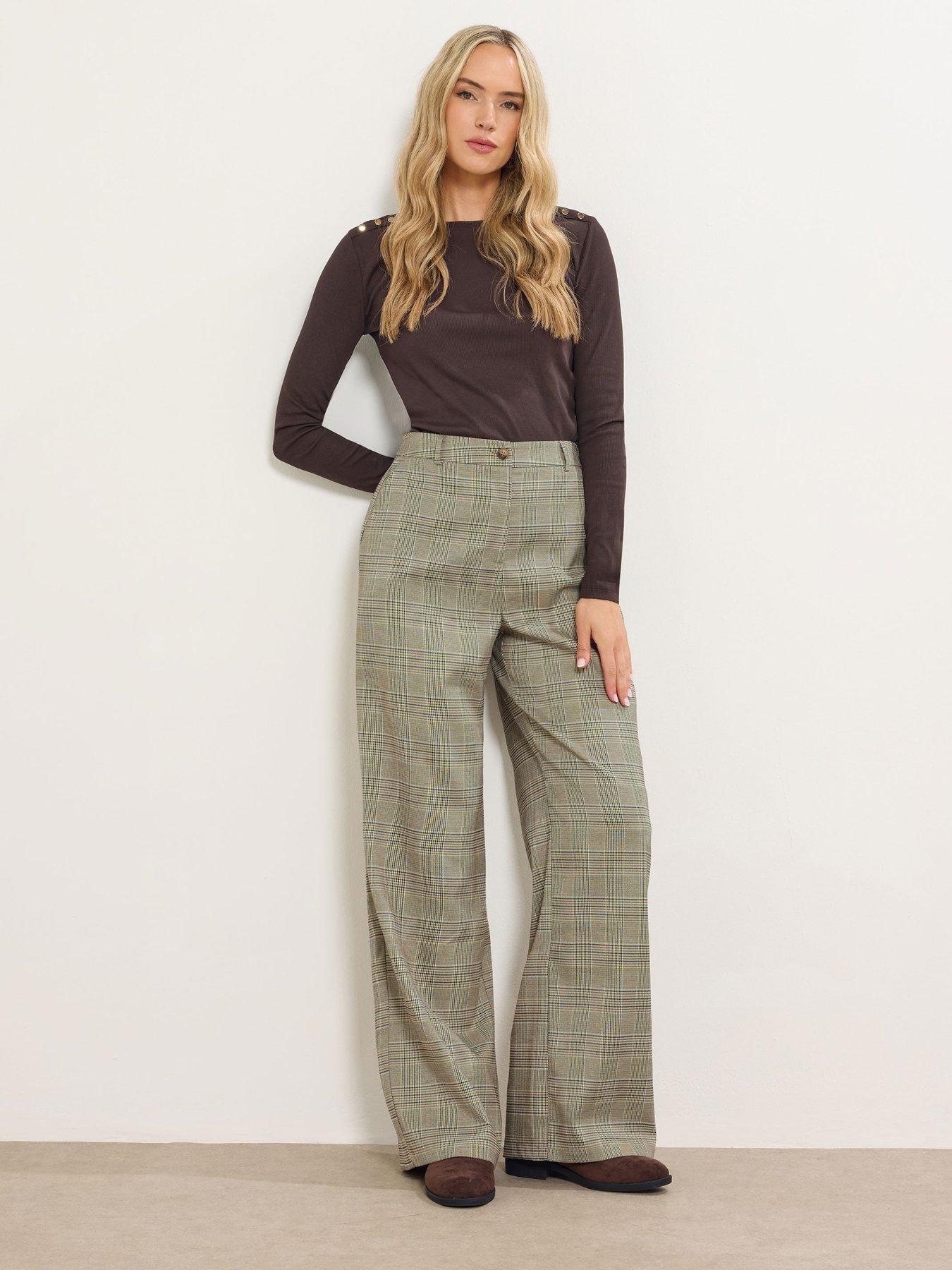  image of long-tall-sally-tall-check-wide-leg-trouser-36-purple