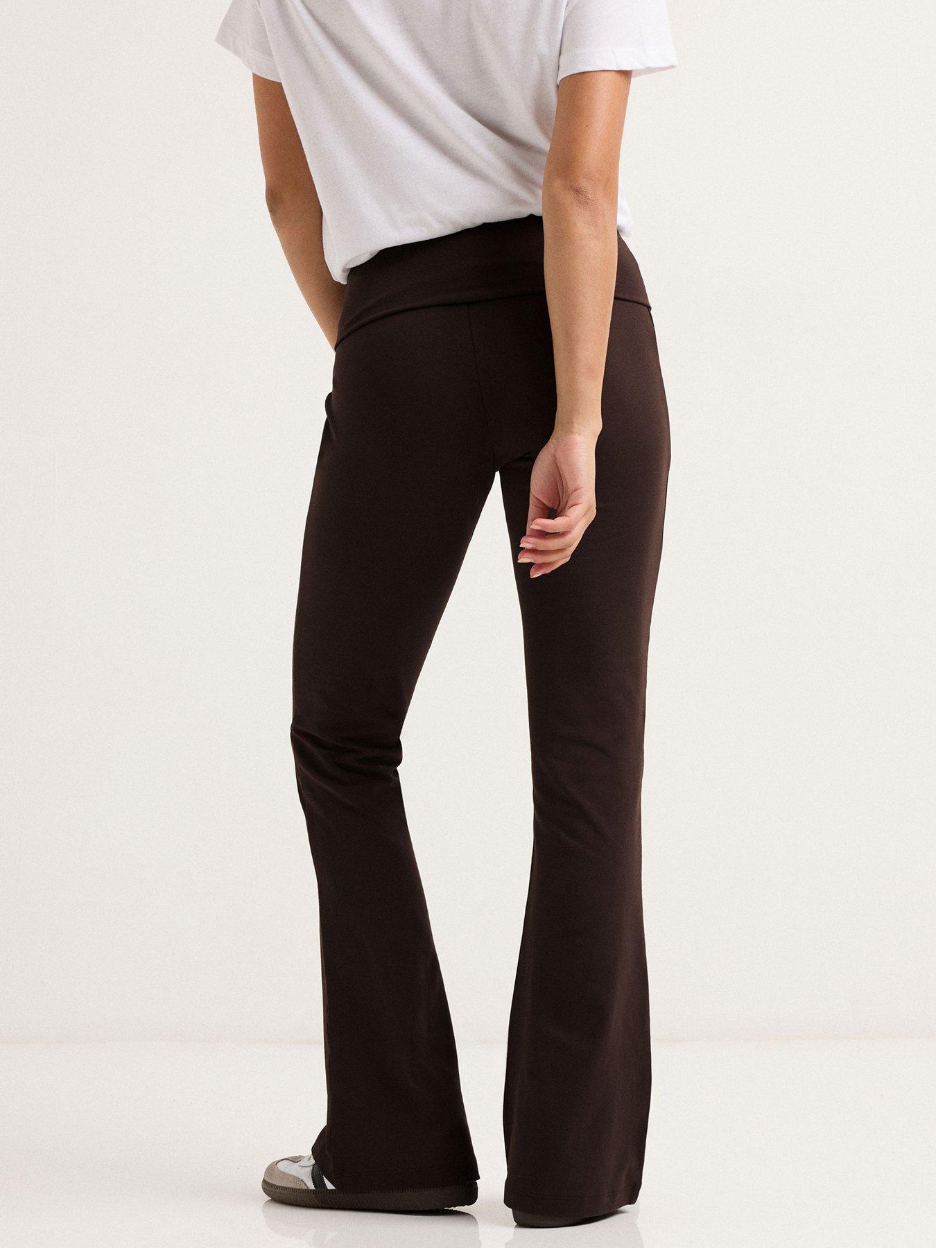 Image 2 of 5 of PixieGirl Petite Fold Over Waist Flared Legging - Brown