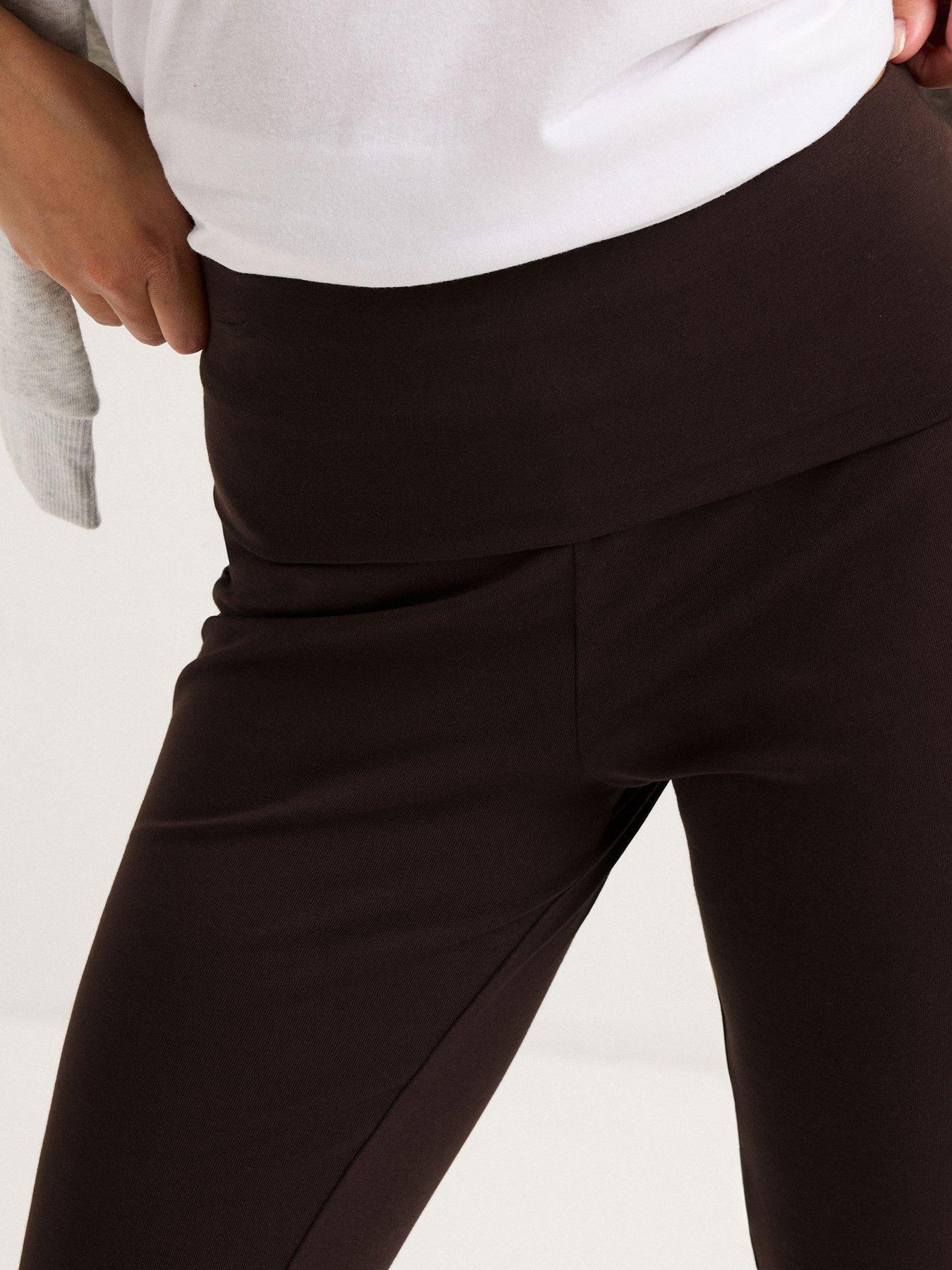 Image 4 of 5 of PixieGirl Petite Fold Over Waist Flared Legging - Brown