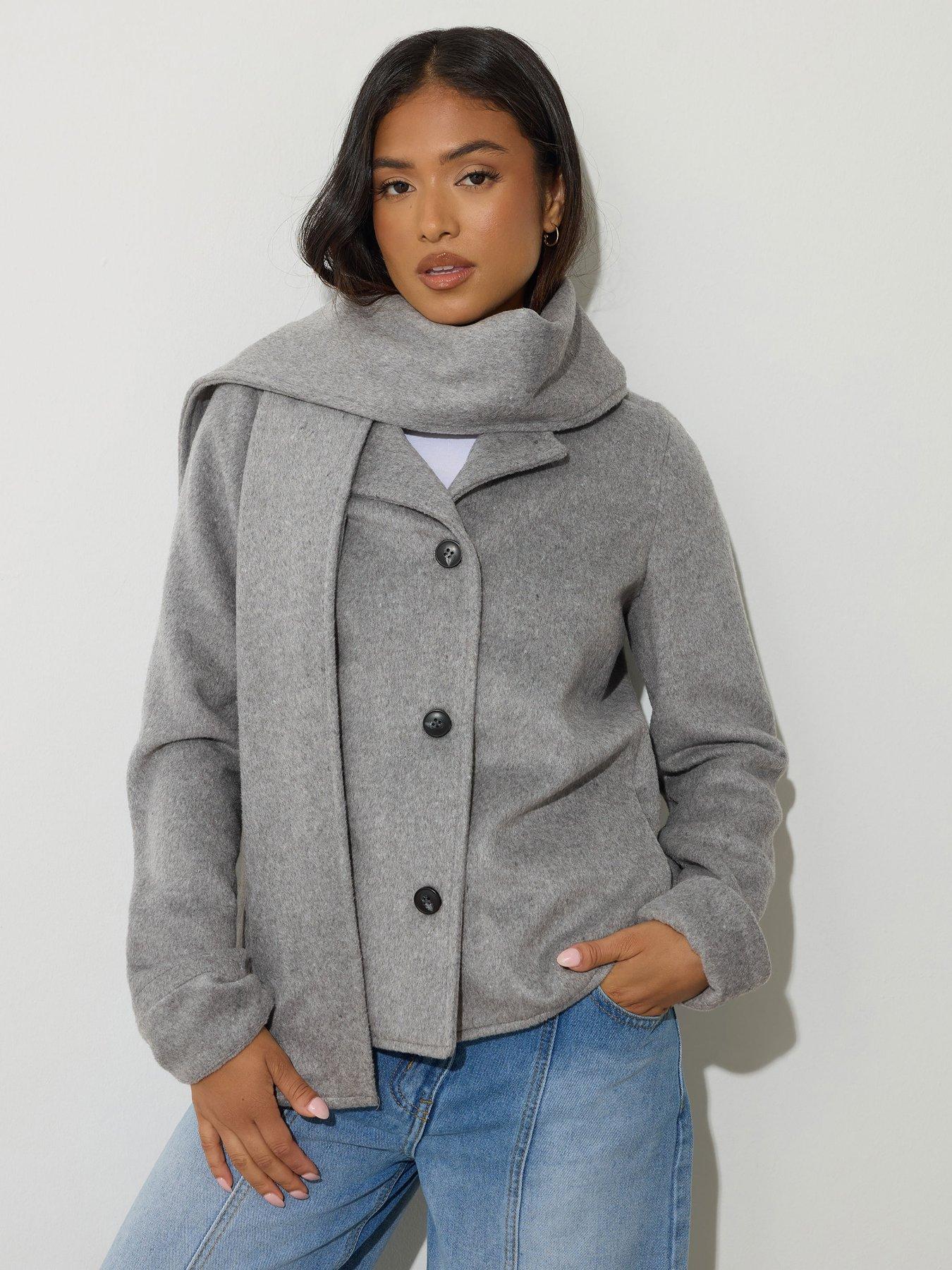 undefined Petite Scarf Coat - Grey