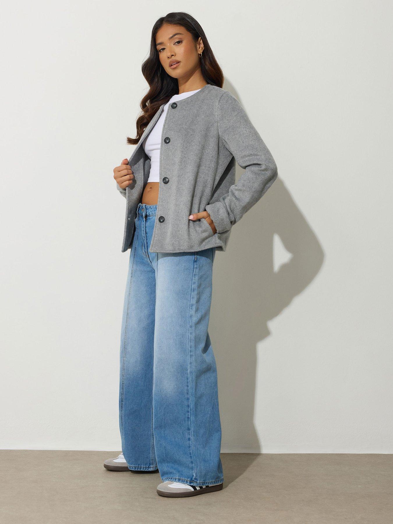 Image 3 of 4 of PixieGirl Petite Scarf Coat - Grey