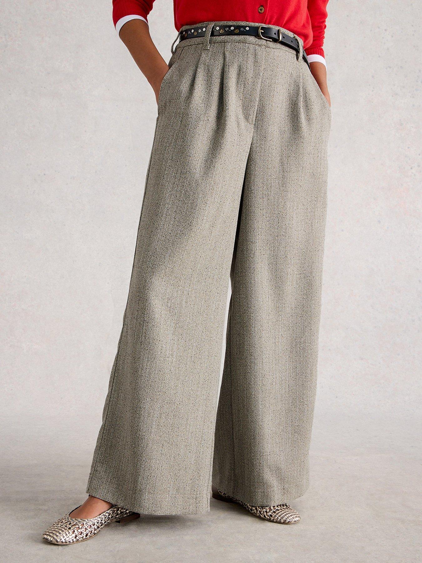 undefined Sasha Wide Leg Tweedy Trouser - Grey