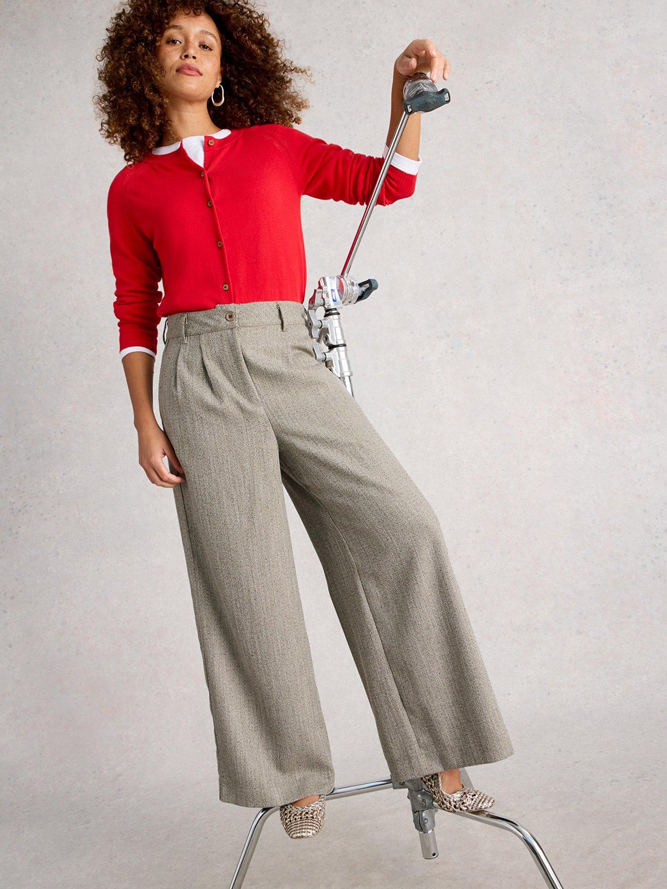 Image 4 of 6 of White Stuff Sasha Wide Leg Tweedy Trouser - Grey