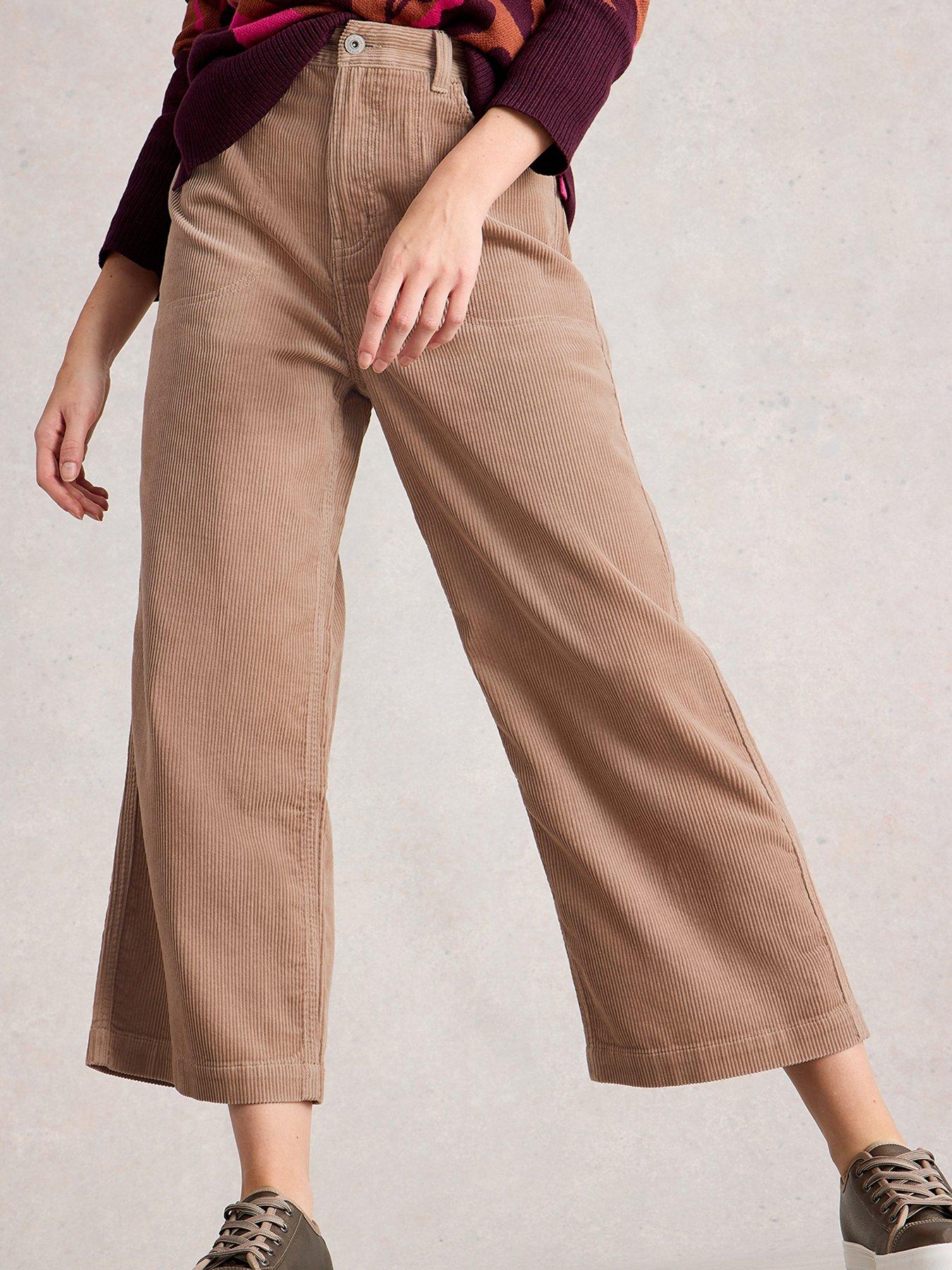 undefined Tia Cord Wide Leg Crop - Beige