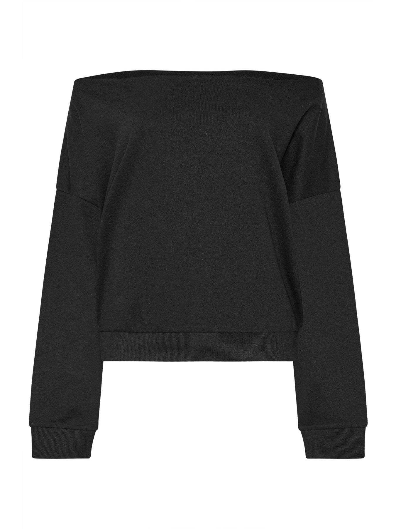 Image 6 of 6 of Yours Curve Off The Shoulder Crew Sweatshirt - Black