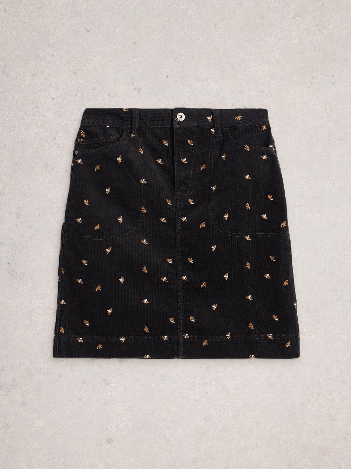 Image 5 of 6 of White Stuff Marie Embroidered Cord Skirt - Grey