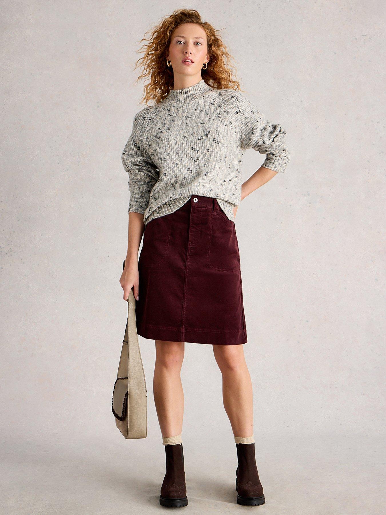Image 3 of 6 of White Stuff Marie Cord Skirt - Purple