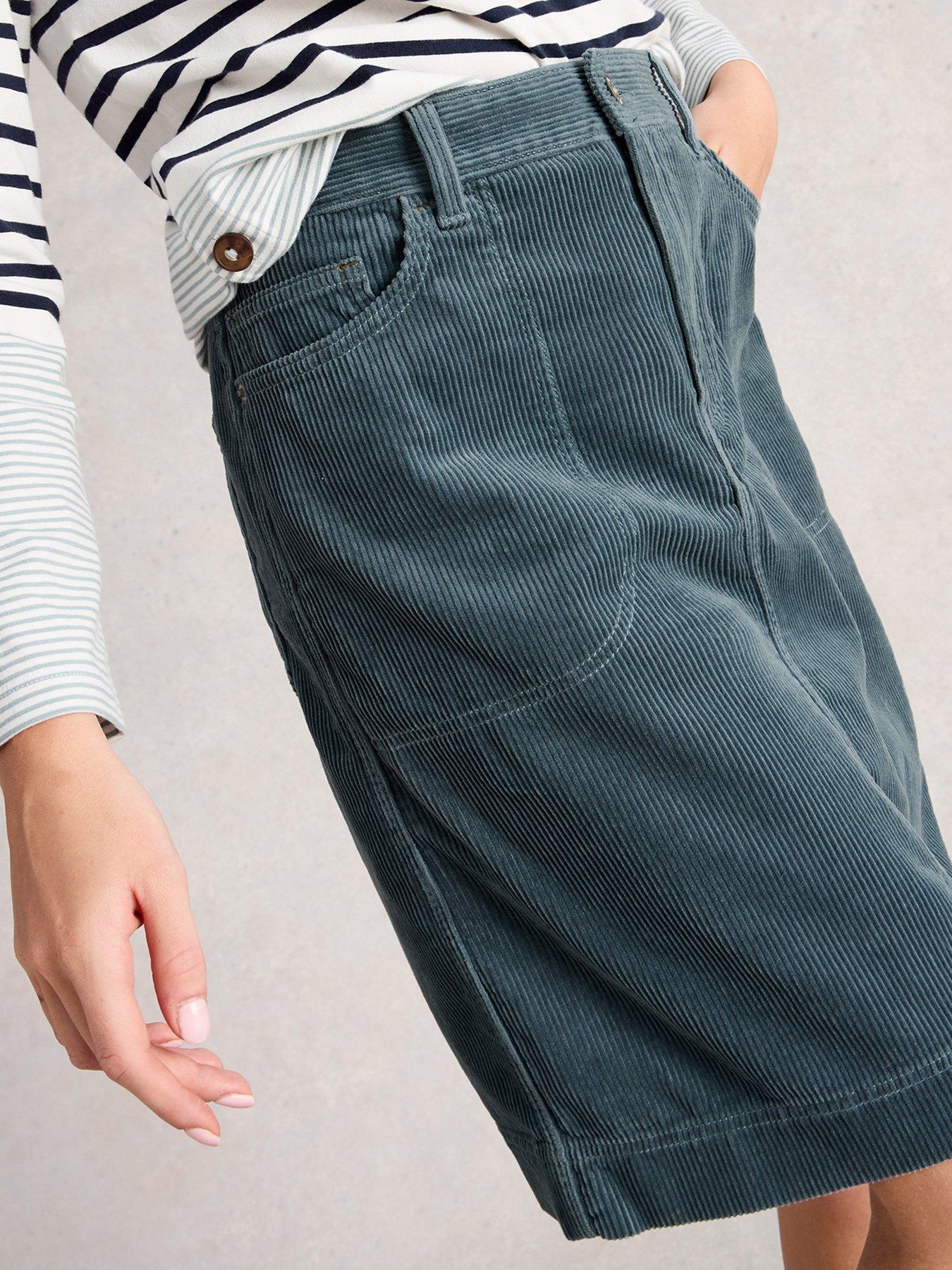 Image 4 of 6 of White Stuff Rose Cord Skirt - Blue