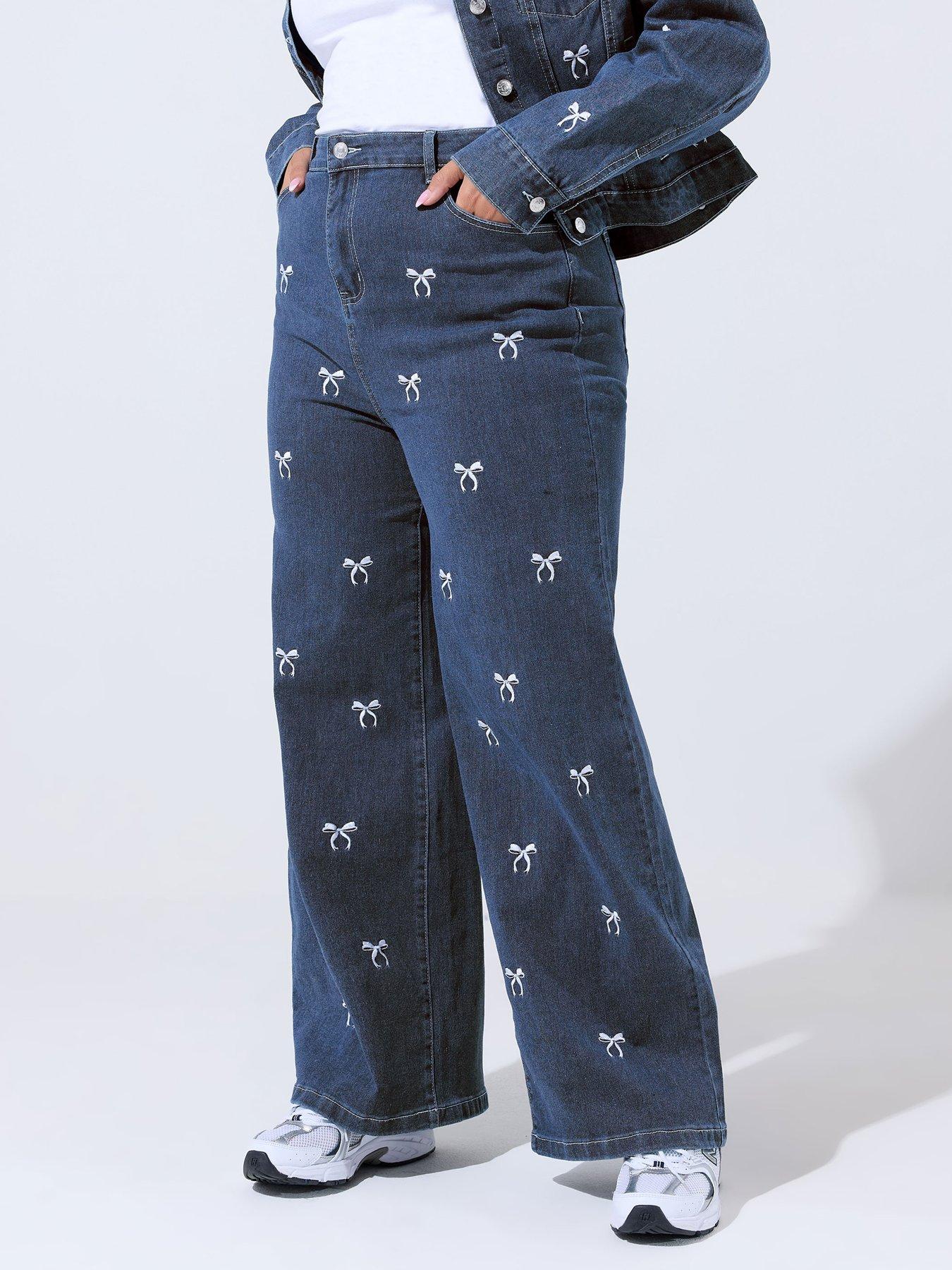 undefined Curve Bow Jeans - Blue