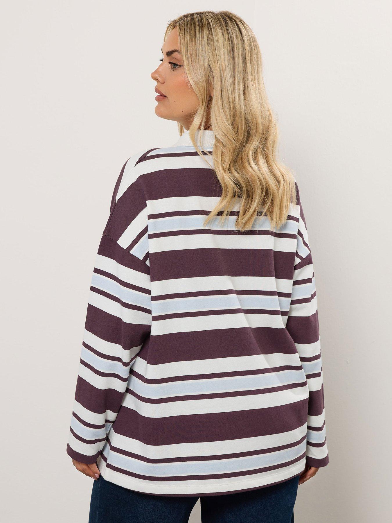 Image 2 of 4 of Yours Curve Stripe Rugby Top - Ivory