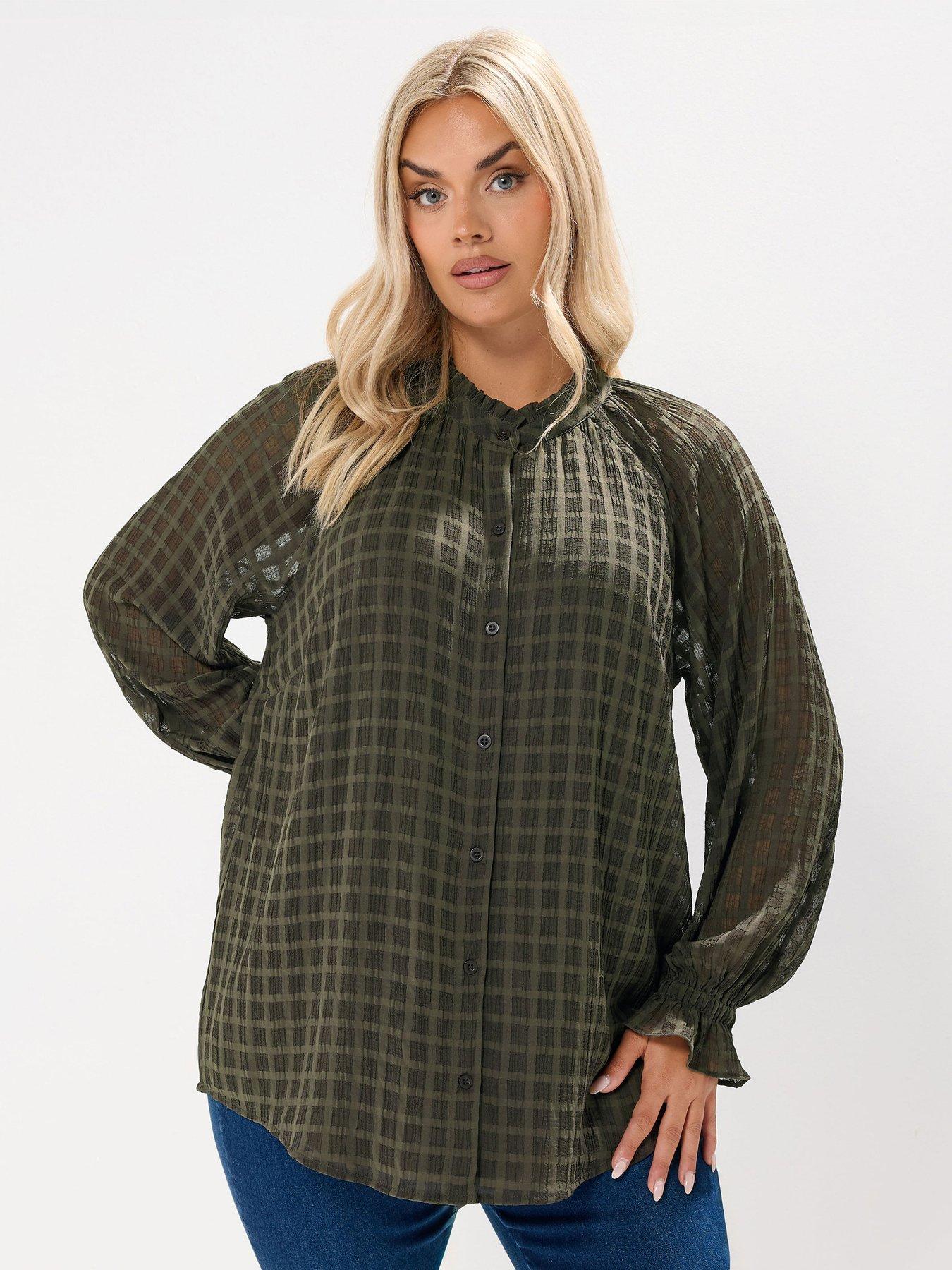 undefined Curve Textured Frill Neck Blouse