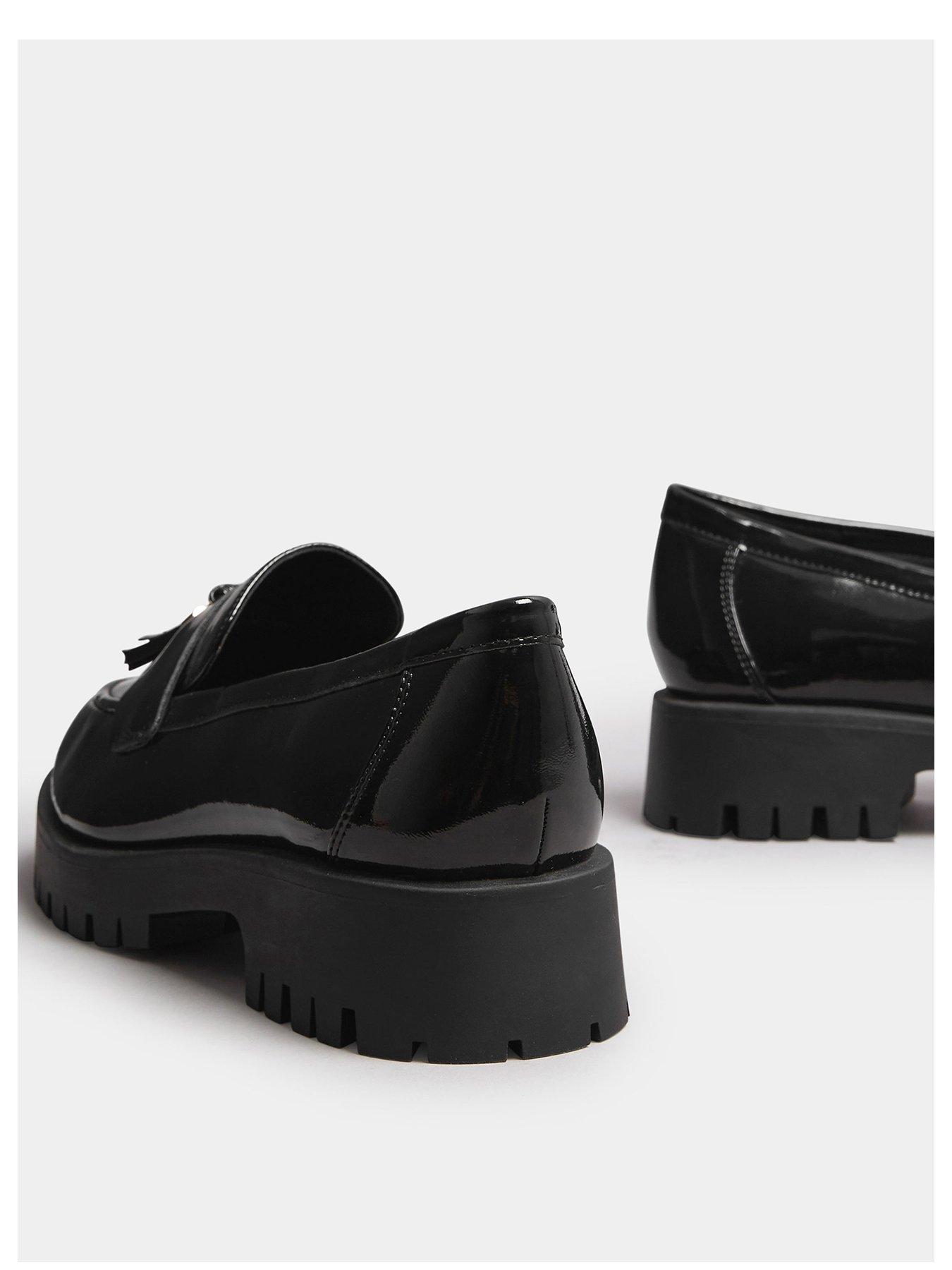 Image 2 of 4 of Yours Wide Fit Tassel Patent Loafers - Black