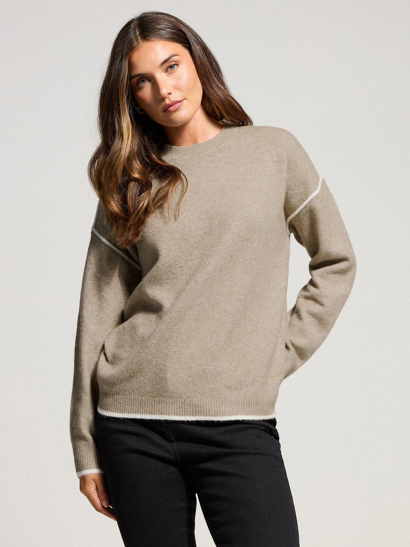 Image 1 of 4 of Long Tall Sally Tipped Detail Jumper - Natural