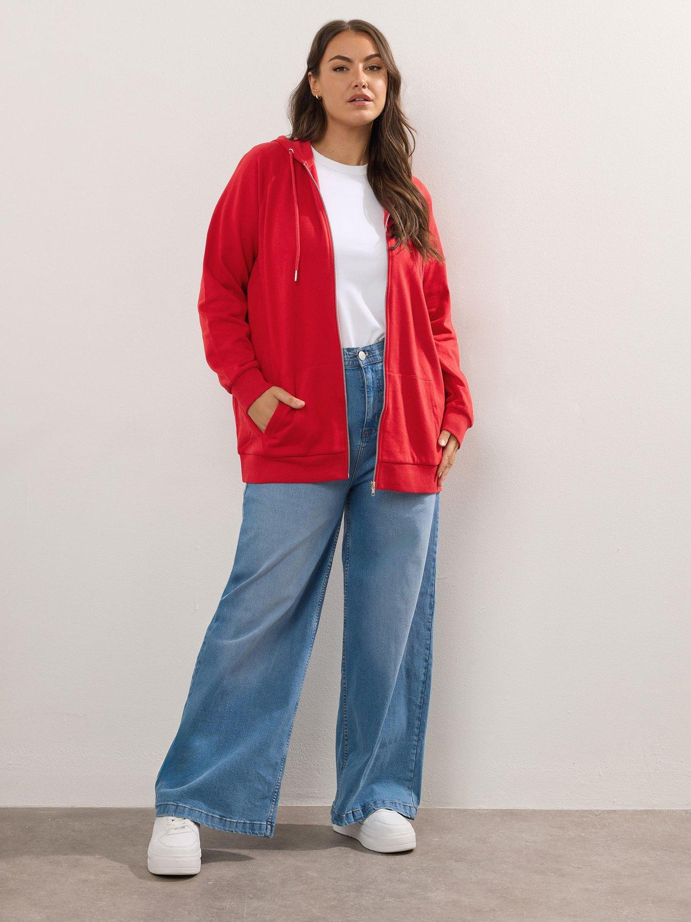 Image 3 of 4 of Yours Curve Zip Thru Hoodie - Red