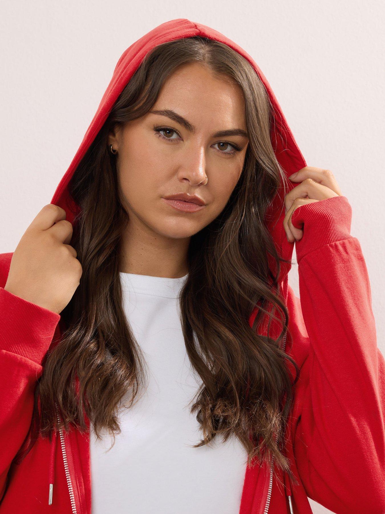Image 4 of 4 of Yours Curve Zip Thru Hoodie - Red