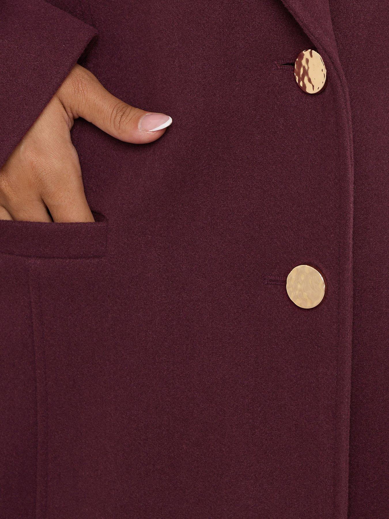 Image 4 of 5 of Yours Curve Longline Midaxi Coat - Red