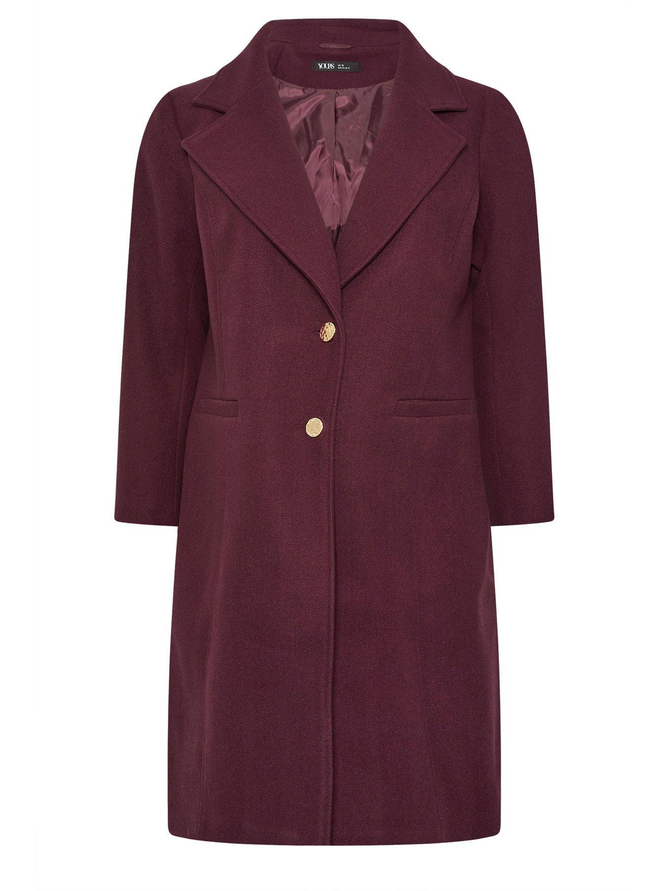 Image 5 of 5 of Yours Curve Longline Midaxi Coat - Red