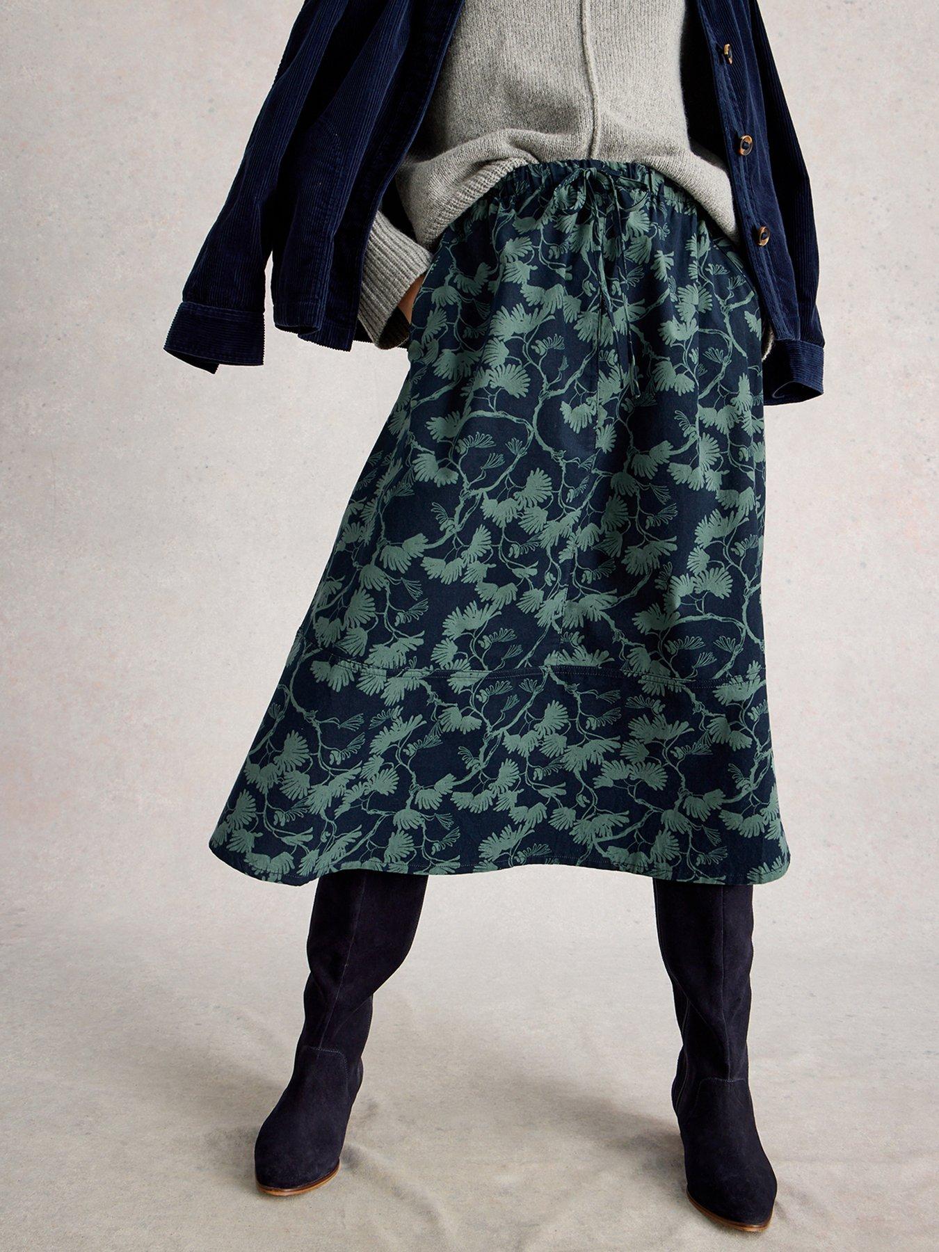 undefined Tilly Cord Midi Skirt - Blue