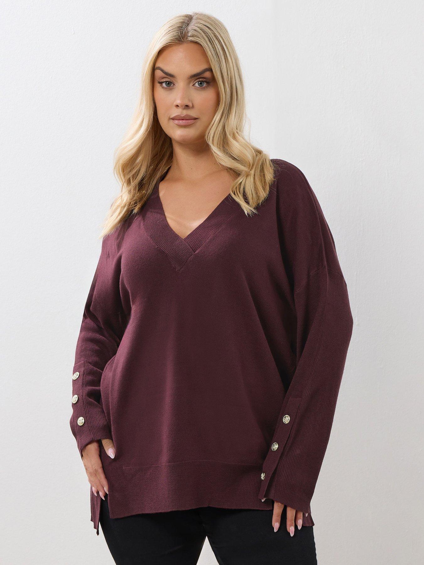undefined Curve V-Neck Jumper - Purple