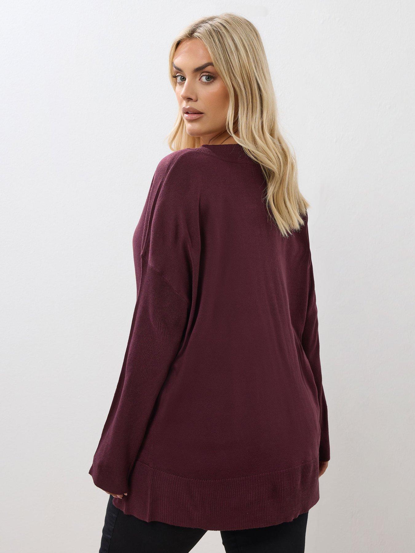 Image 2 of 4 of Yours Curve V-Neck Jumper - Purple
