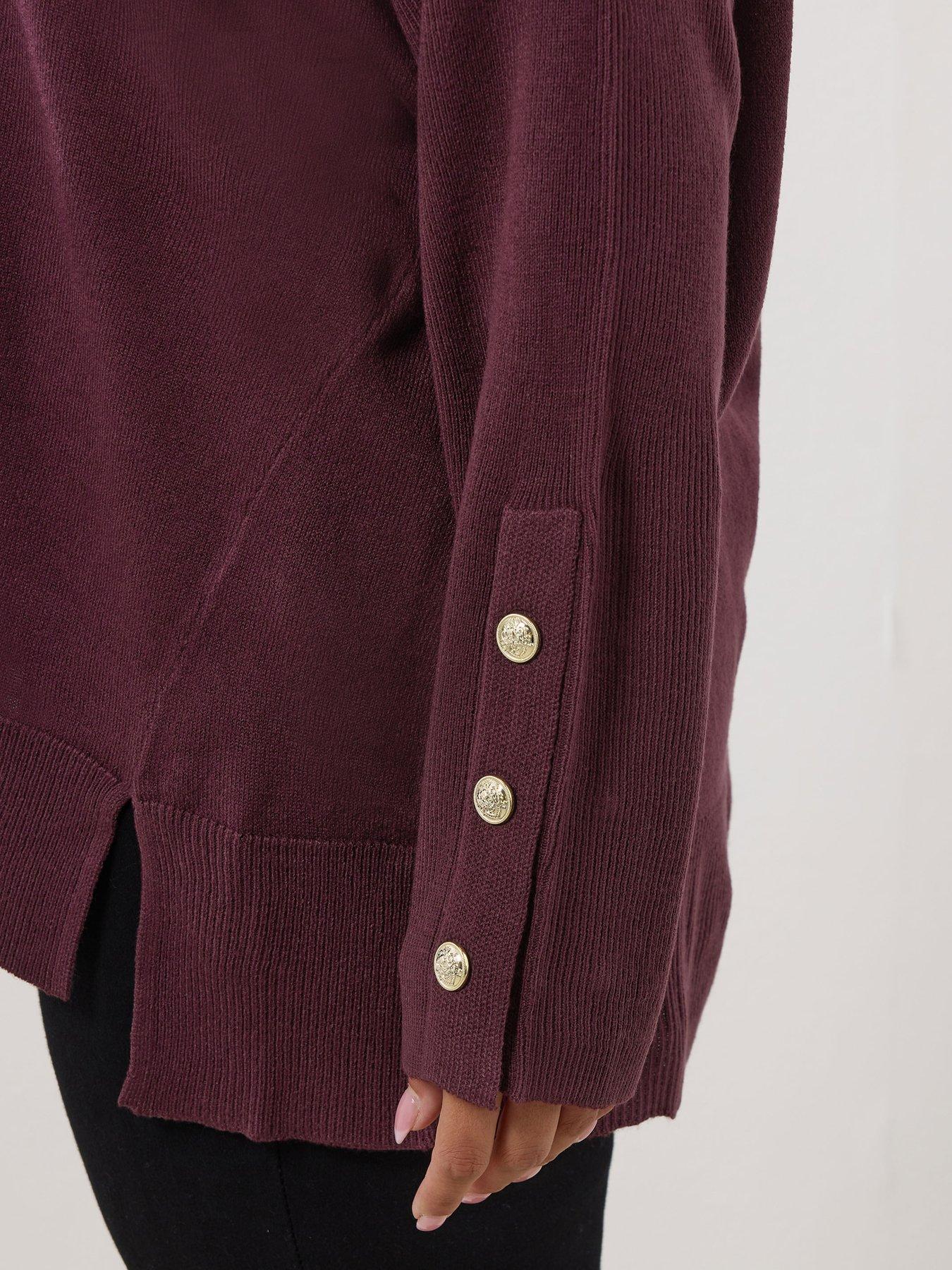 Image 4 of 4 of Yours Curve V-Neck Jumper - Purple