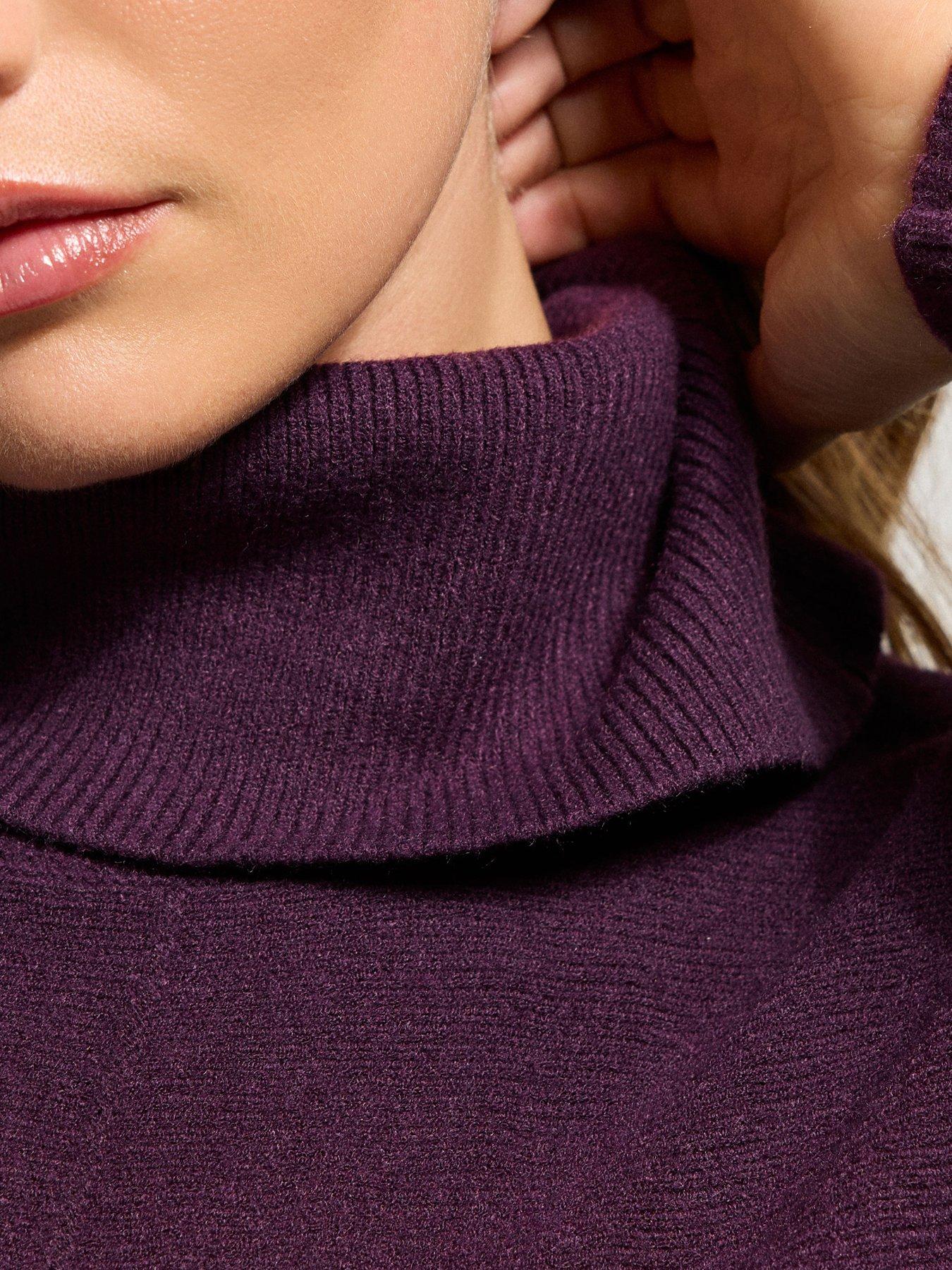 Image 4 of 4 of Long Tall Sally Roll Neck Batwing Jumper - Purple